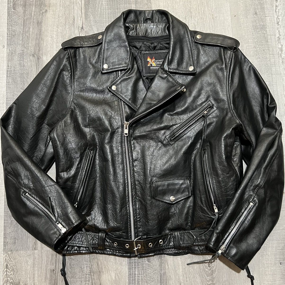 Xelement Black Leather Heavy Biker Motorcycle Riding Jacket