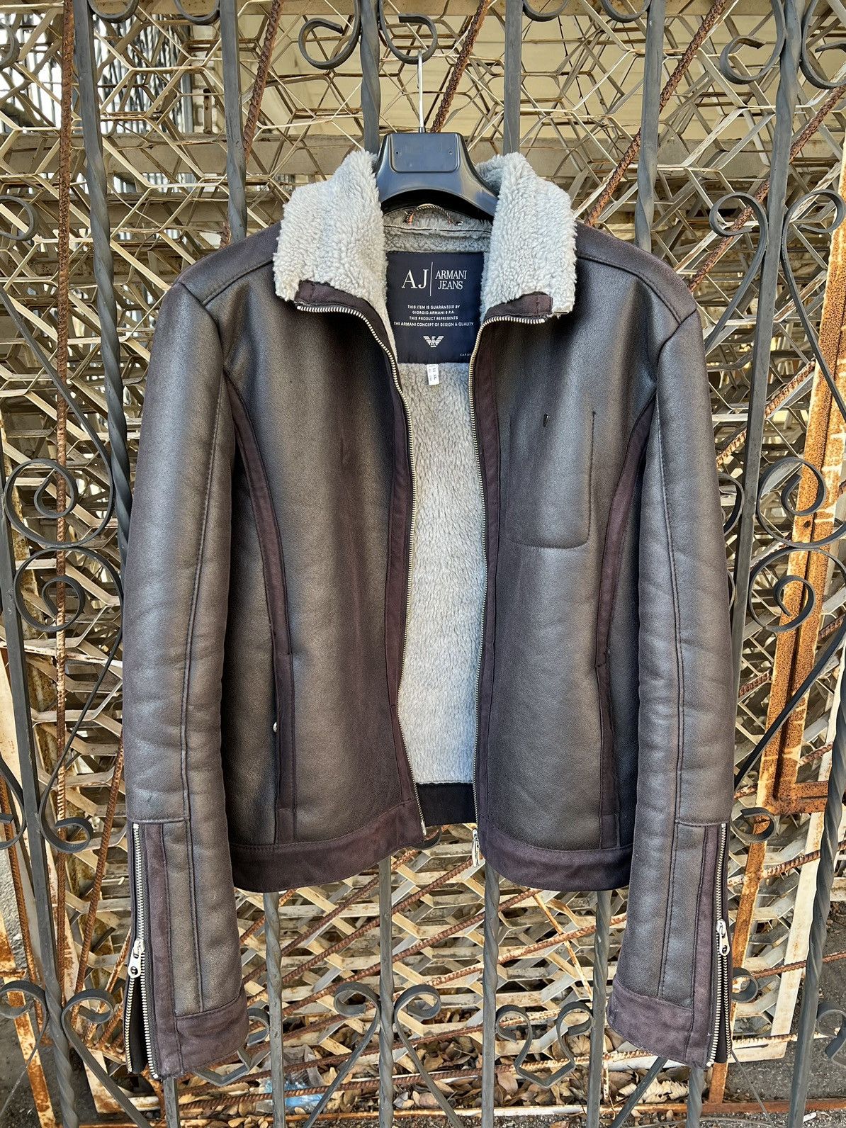 Emporio Armani × Vintage vintage Armani Jeans shearling leather