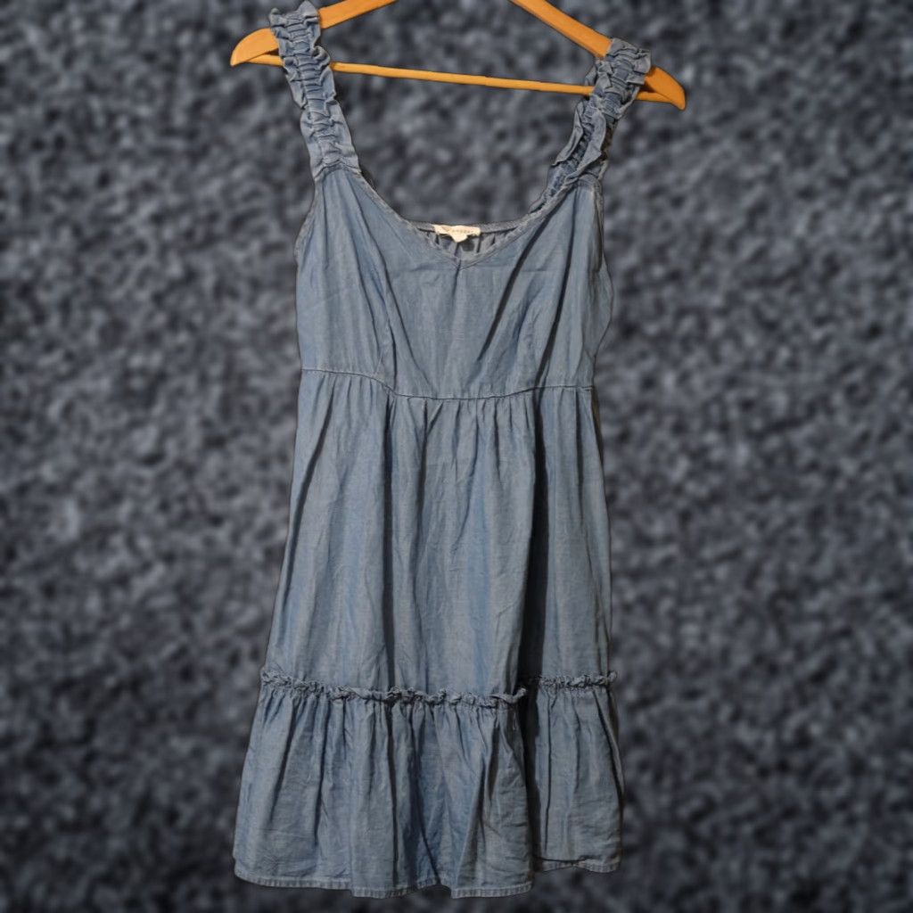 Vintage EUC Blu Pepper Kellie Chambray Mini Dress Blue Tiered Womens Size M #A1-109 Size M / US 6-8 / IT 42-44 - 1 Thumbnail
