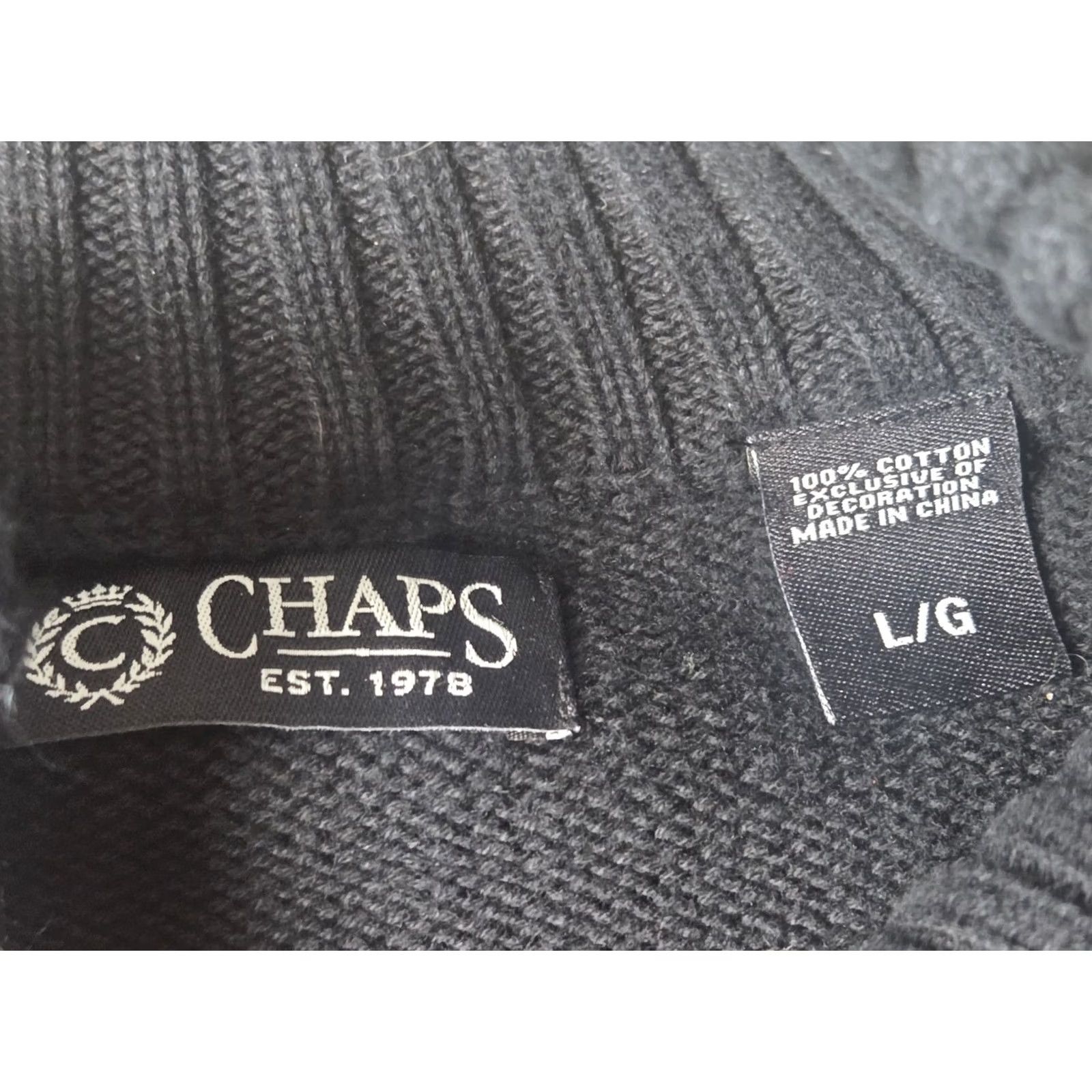 Chaps Chaps Sweater Pullover 1/4 Zip Long Sleeve Black 100% Cotton Knit Regular Mens L Size US L / EU 52-54 / 3 - 4 Thumbnail