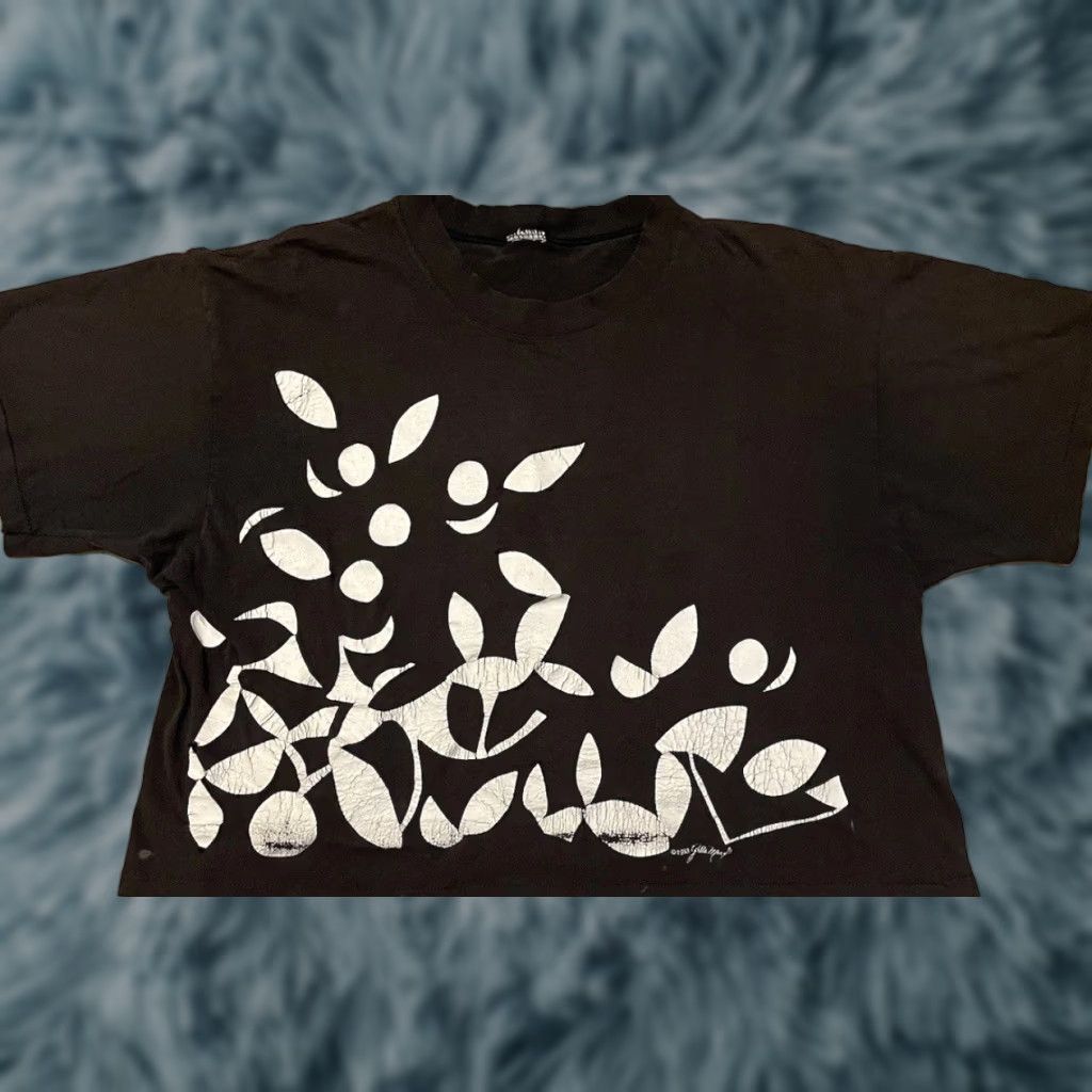 Thrasher VINTAGE 90s Flower Abstract Art Thrashed Faded Distress Boxy Cropped Shirt Grunge 80s - Single Stitch T-Shirt Women One Size Black Size ONE SIZE - 1 Thumbnail