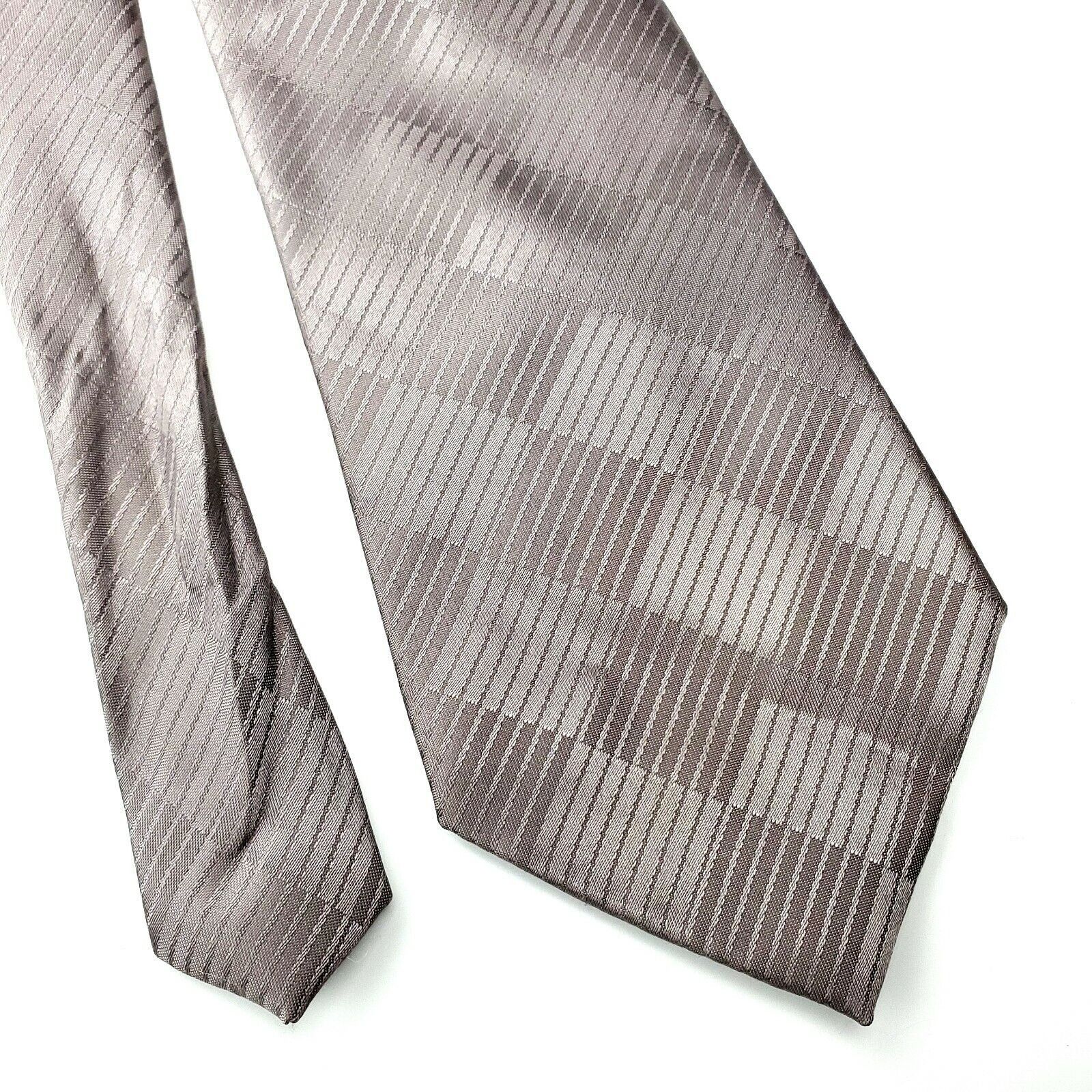 Vintage Don Loper Bevery Hills Beige Check Silk Tie Print Short Size ONE SIZE - 1 Thumbnail