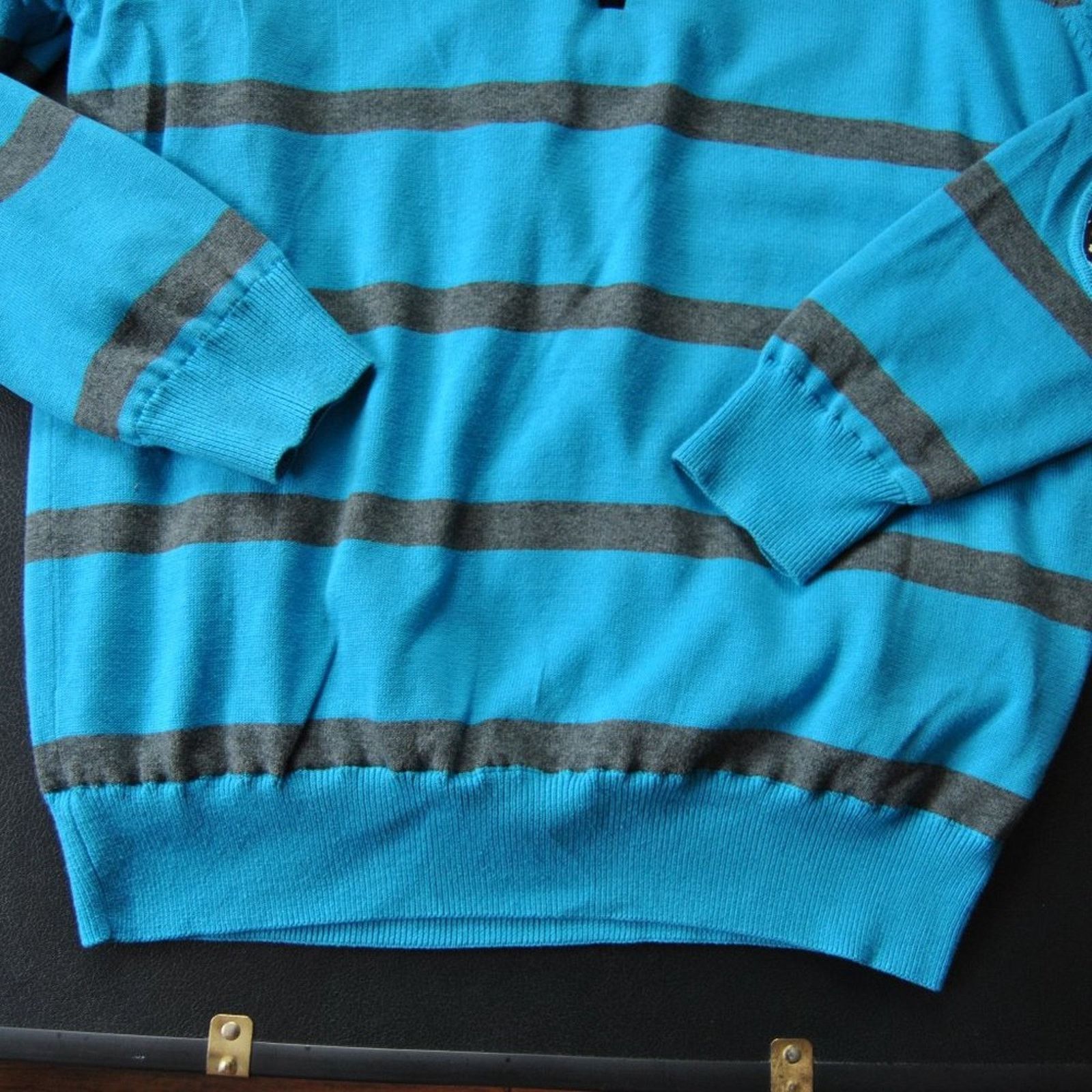 Other Abacus Large Lined Quarter Zip Sweater Blue Gray Stripes Size US L / EU 52-54 / 3 - 4 Thumbnail
