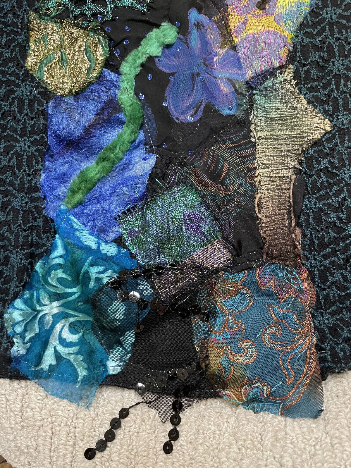 Lee Andersen Pastiche Tank Top NWT S Peacock Beaded Floral