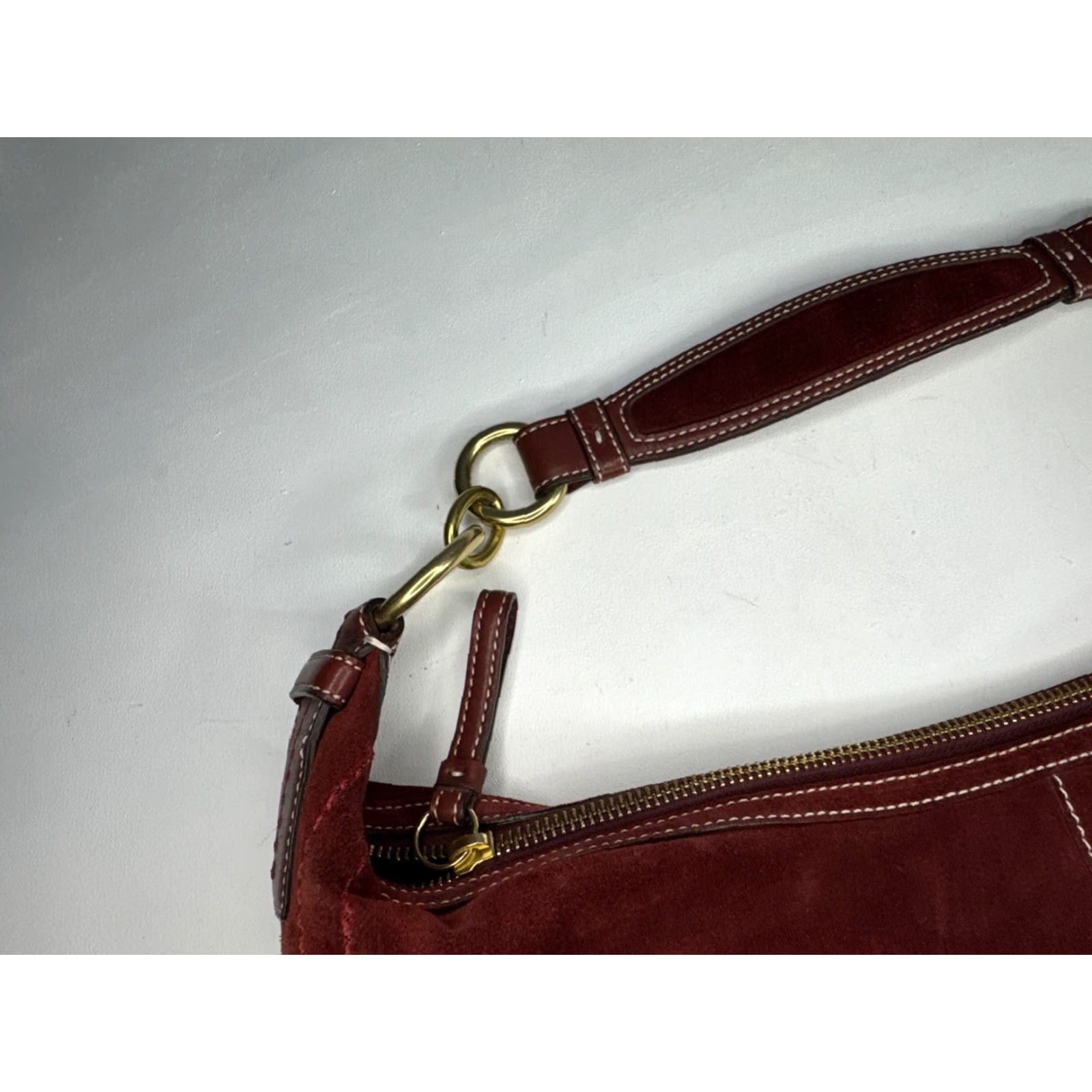 Coach VINTAGE Coach Soho Hobo Bag Burgundy Red Suede Leather Maroon D0793-F10935 Women Size ONE SIZE - 4 Thumbnail