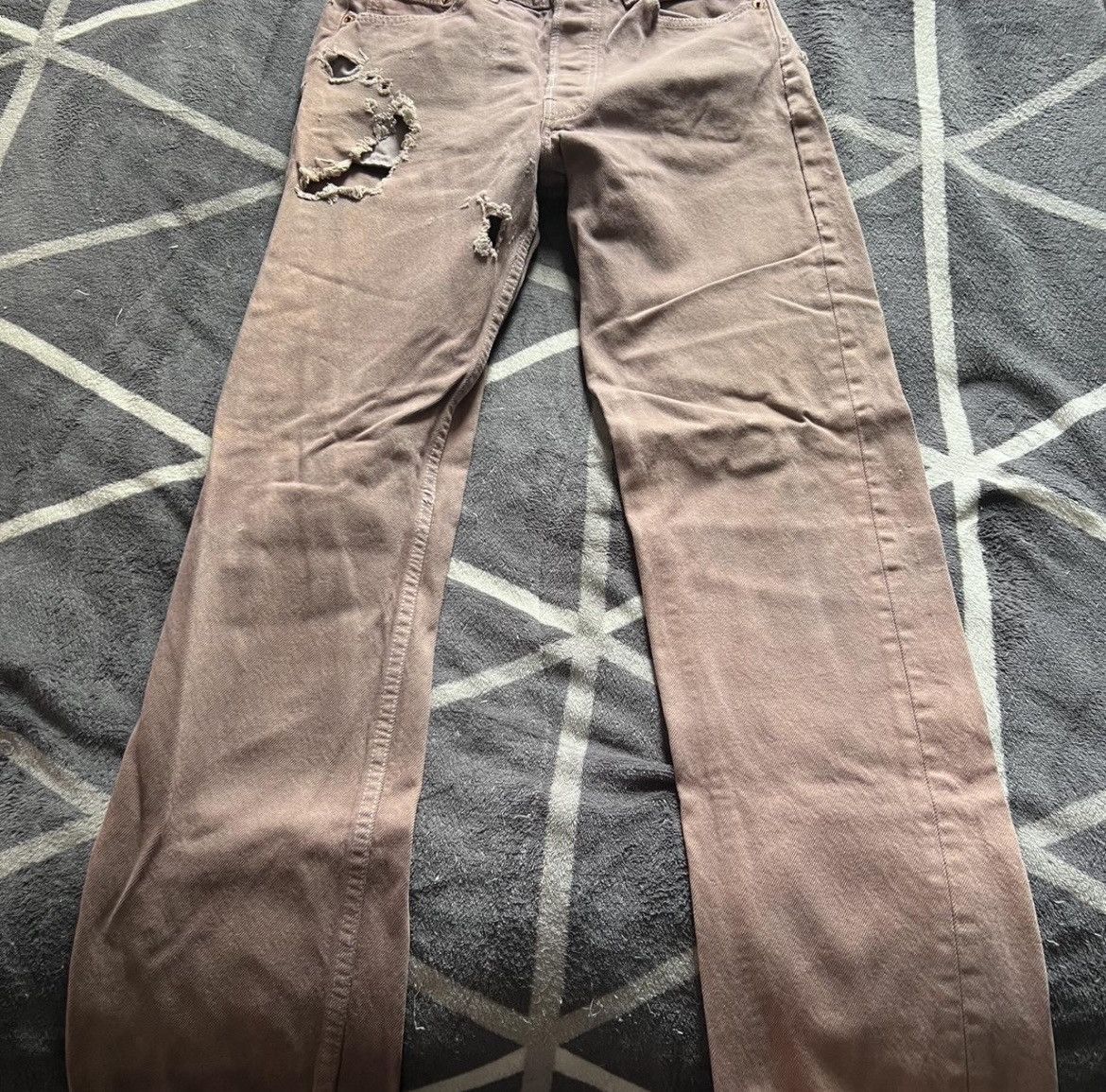 Levi's × Vintage 90s Levi’s 501 Distressed Overdyed Brown Jeans Size US 29 - 1 Thumbnail