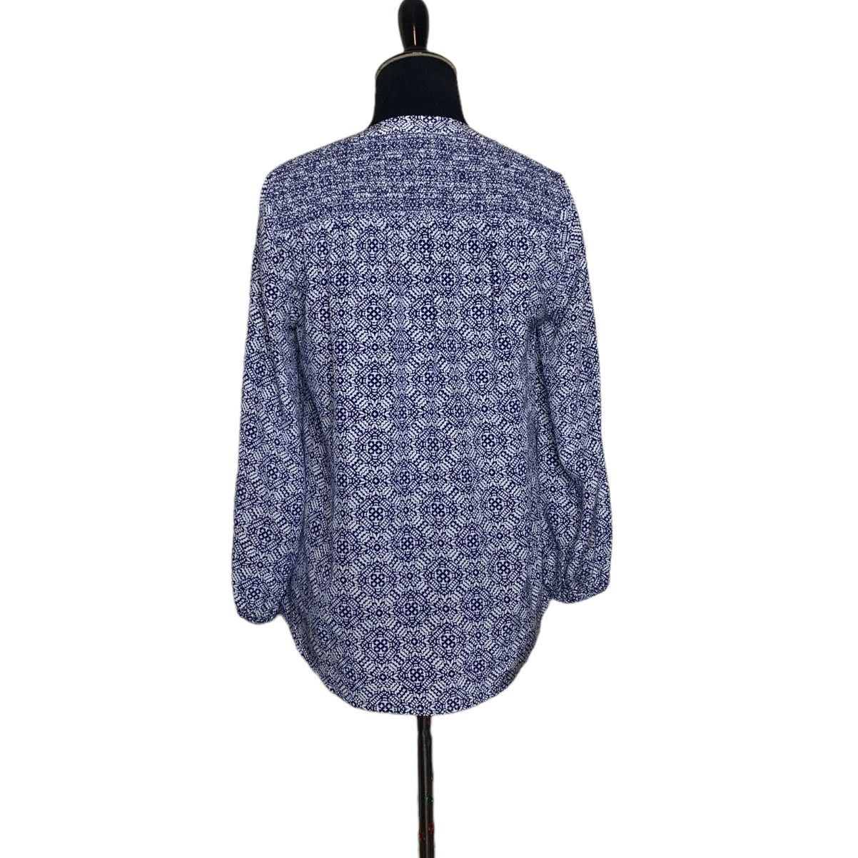 Joie Joie blue print silk 3/4 sleeves v neck tunic top size XXS Size XXS / US 00 / IT 34 - 2 Thumbnail