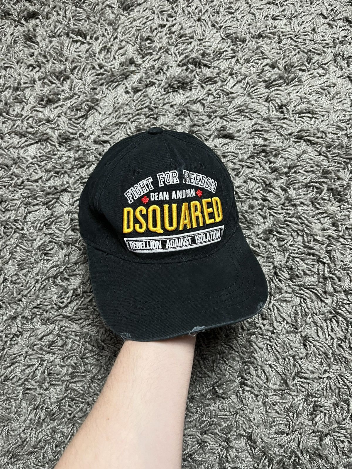 Dsquared2 Dsquared2 "Fight For Freedom" Distressed Baseball Cap Black Size ONE SIZE - 1 Thumbnail