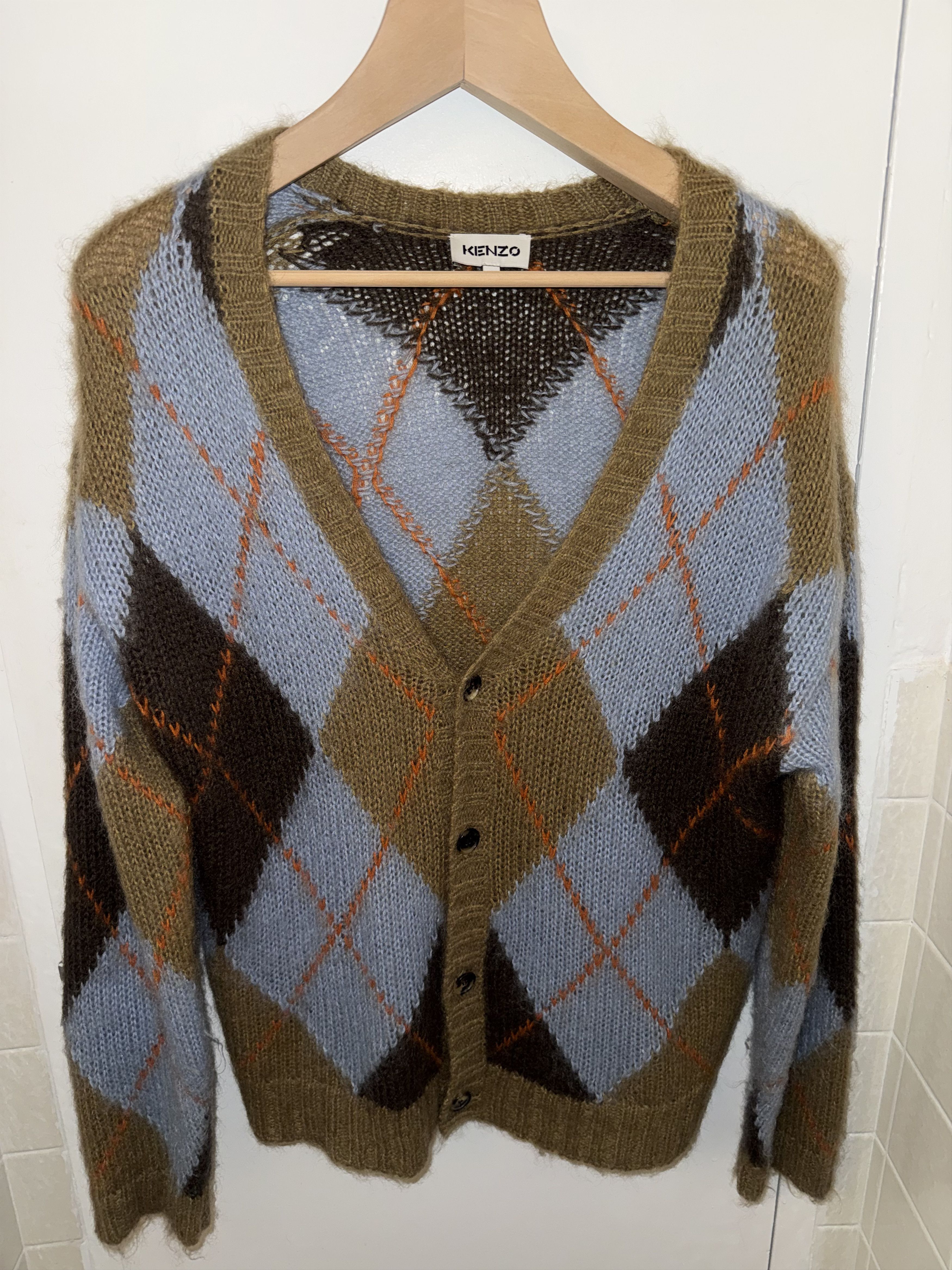 Kenzo Kenzo Argyle Mohair Cardigan Sweater - Men's S Size US S / EU 44-46 / 1 - 2 Thumbnail