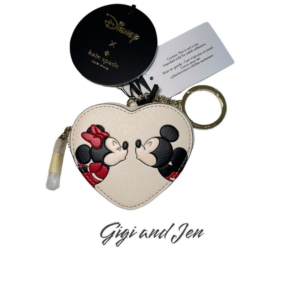 Kate Spade Minnie And Mickey Heart 3D Coin Purse Bag Charm in Parchment, Women's