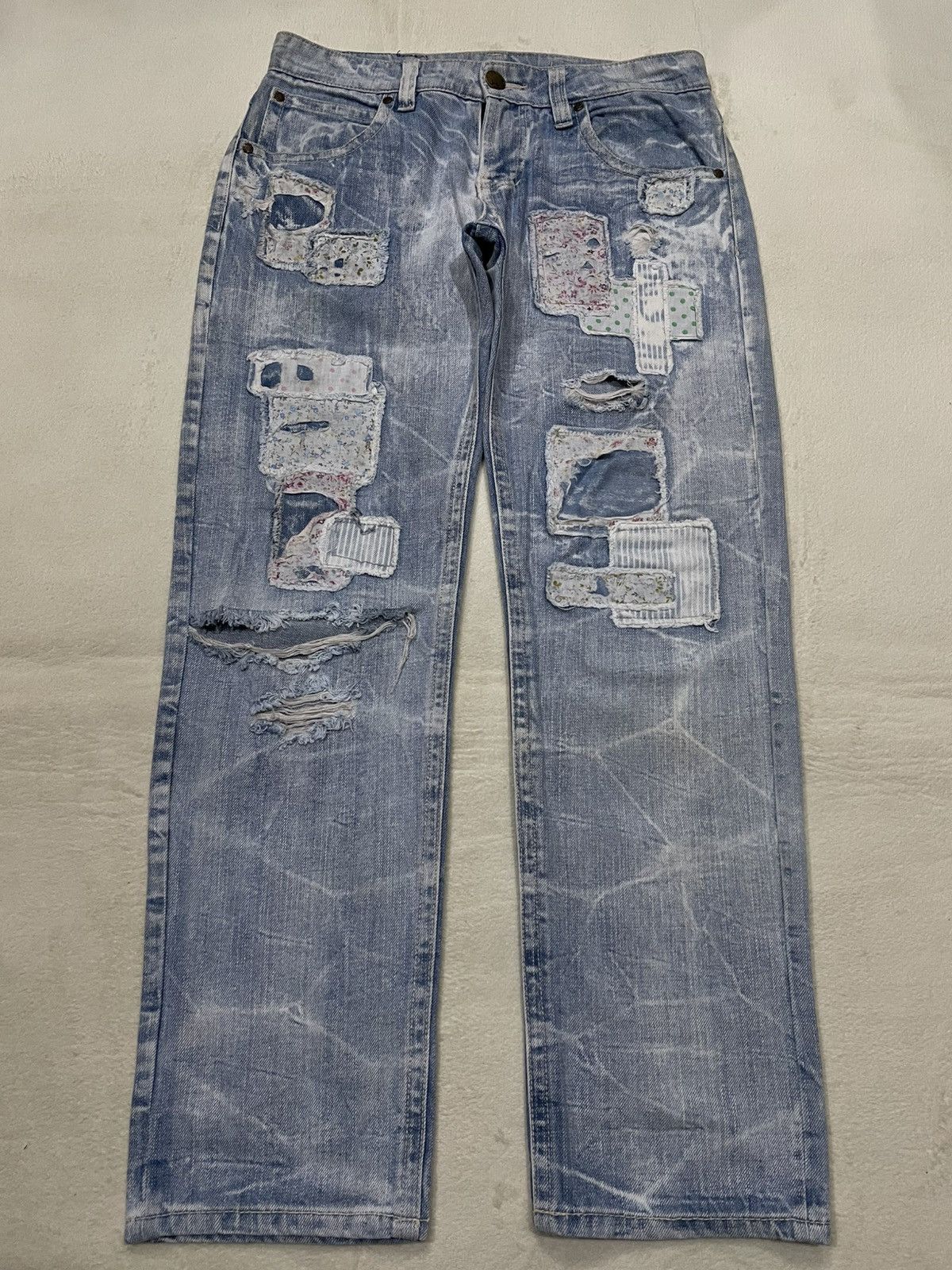 Japanese Brand Vintage Sky Bomber faded distress riped denim jeans Size US 30 / EU 46 - 1 Thumbnail