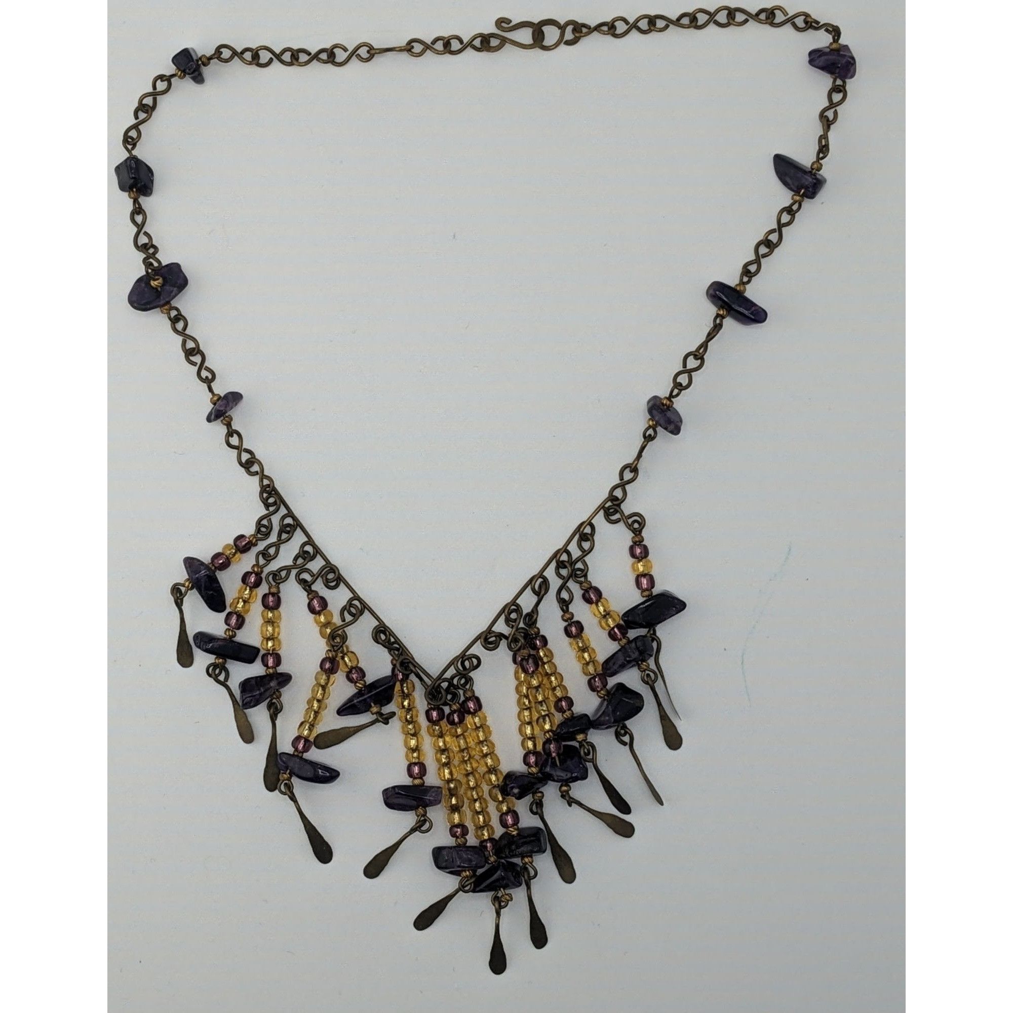 Handmade Vintage Bohemian Handmade Amethyst & Glass Beaded Necklace W Size ONE SIZE - 8 Thumbnail