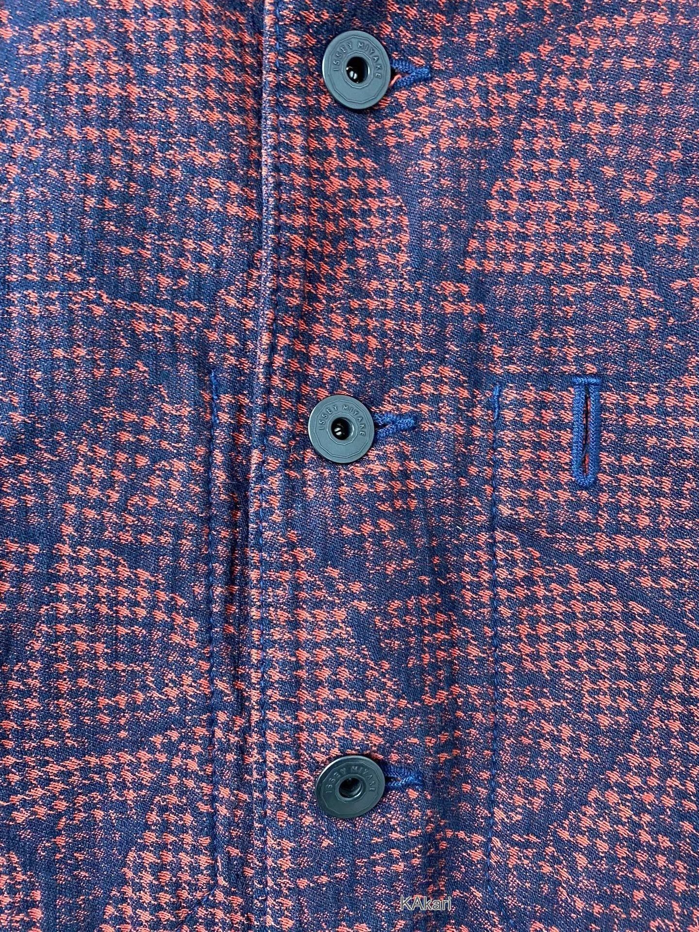 Issey Miyake Red Patterned Button-Up Light Jacket Size M Size US M / EU 48-50 / 2 - 5 Thumbnail