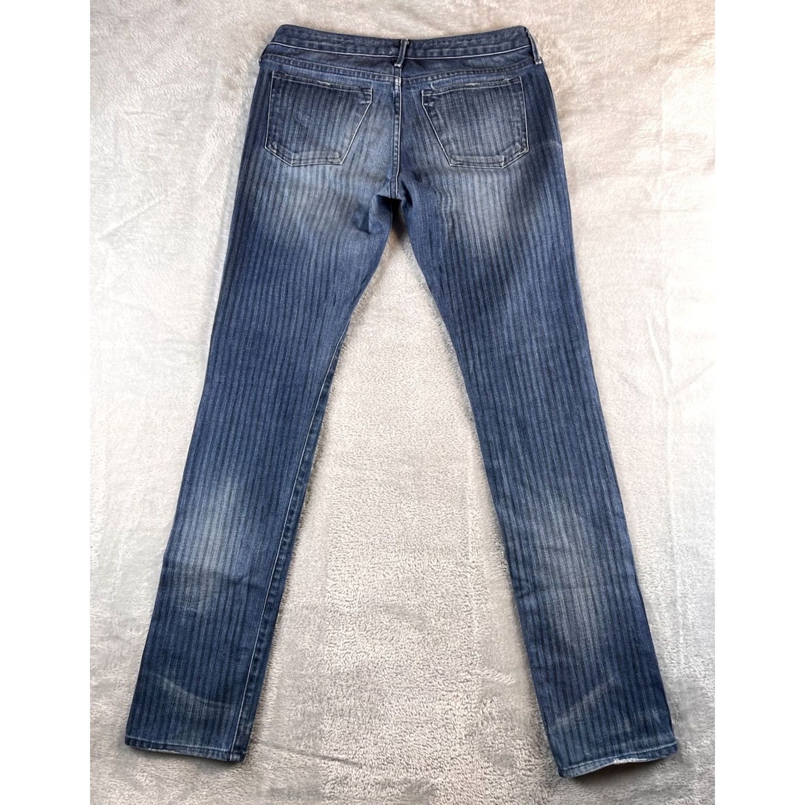 Vintage VTG Earnest Sewn Jeans Womens 30 Blue Striped Straight Denim 5-Pocket USA Y2K RARE Jeans Women Size 30" / US 8 / IT 44 - 2 Thumbnail