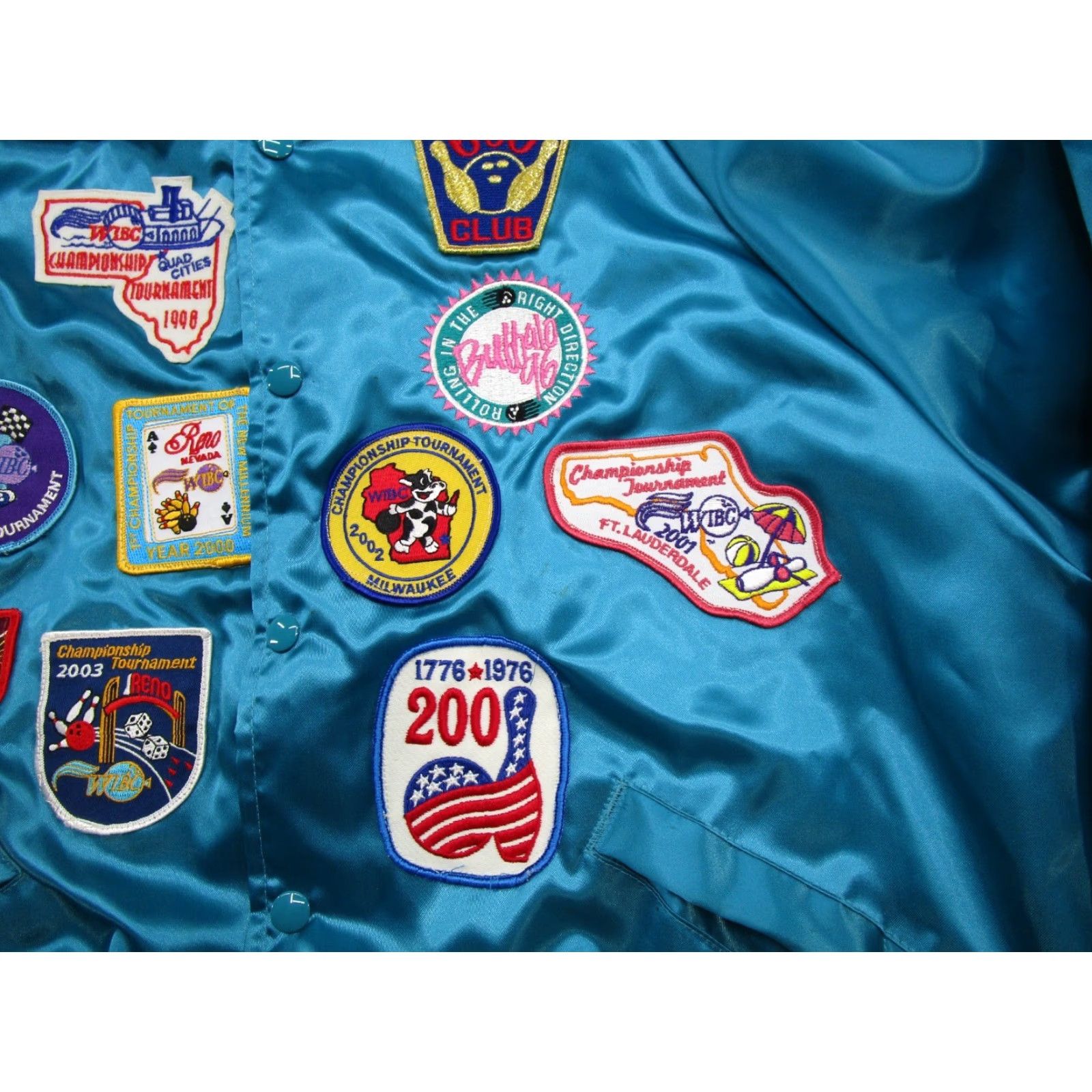 Vintage VINTAGE King Louie Satin Snap Up Bomber Jacket XL Blue Mens Size US XL / EU 56 / 4 - 2 Thumbnail