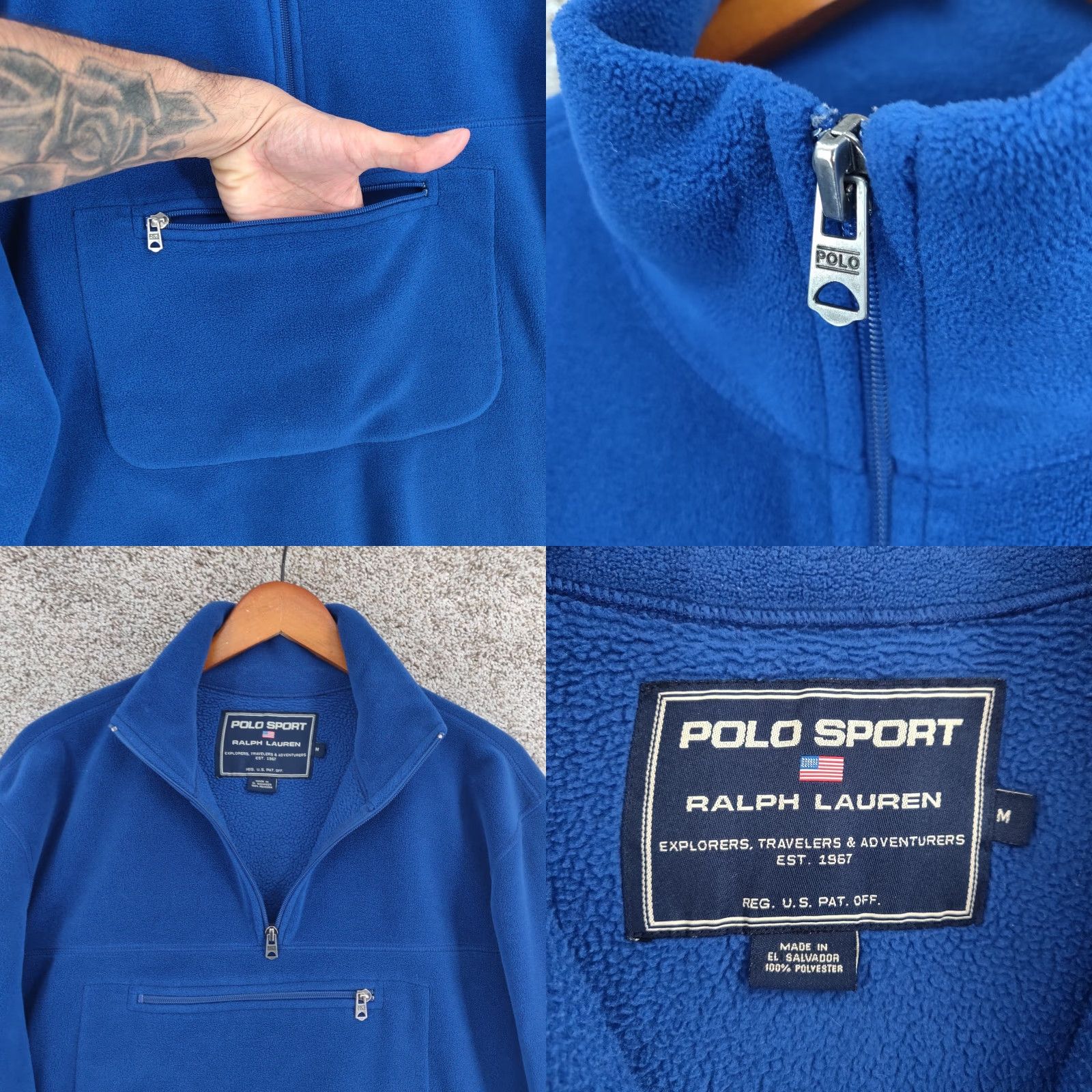 Polo Ralph Lauren VINTAGE Polo Ralph Lauren Fleece Pullover Mens Medium 1/4 Zip Polartec Thermal Pro Blue Polo Ralph Lauren Sweatshirt 90s Mens Size US M / EU 48-50 / 2 - 8 Thumbnail