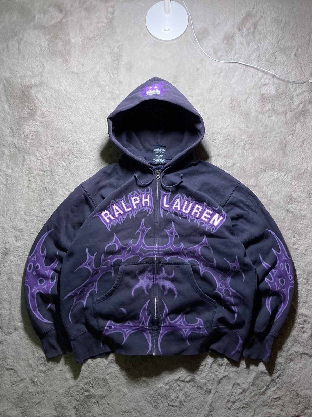Nike ⛩️ Ralph Lauren Polo Custom Hoodie Rare Y2K Punk Rock Cross ⛩️ Size US L / EU 52-54 / 3 - 1 Thumbnail