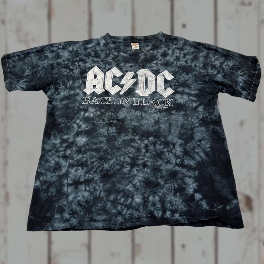 Vintage VINTAGE AC/DC Back In Black Shirt Mens M Black Tie-Dye Tee Sundog 2000s Size US M / EU 48-50 / 2 - 1 Thumbnail