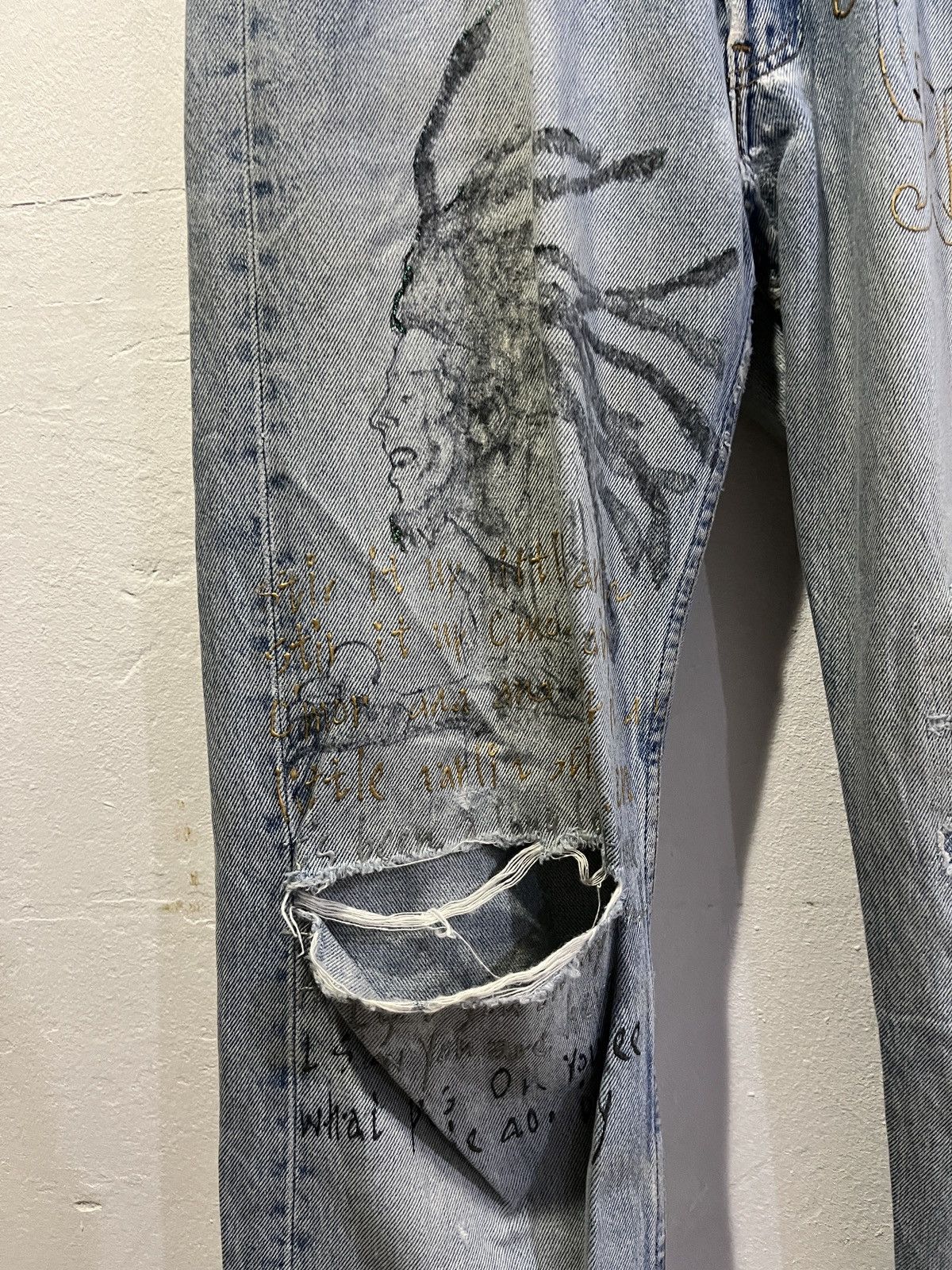 Levi's Vintage Clothing Vintage Levis 501 x Hitomi Handmade x Bob Marley Size US 30 / EU 46 - 2 Thumbnail