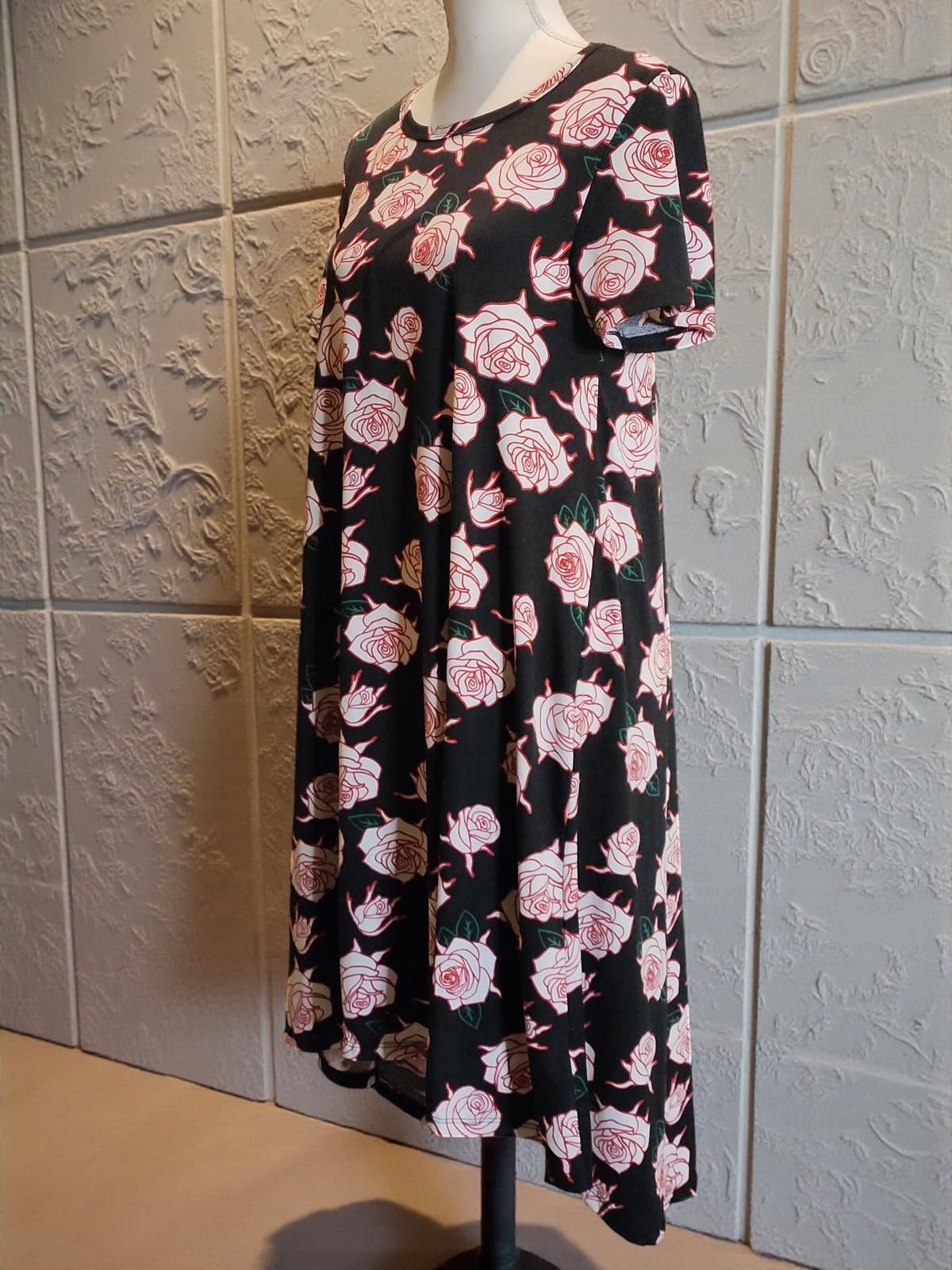 Other LuLaRoe Women's Midi Dress Size Small Black with Pink Rose Size S / US 4 / IT 40 - 5 Thumbnail
