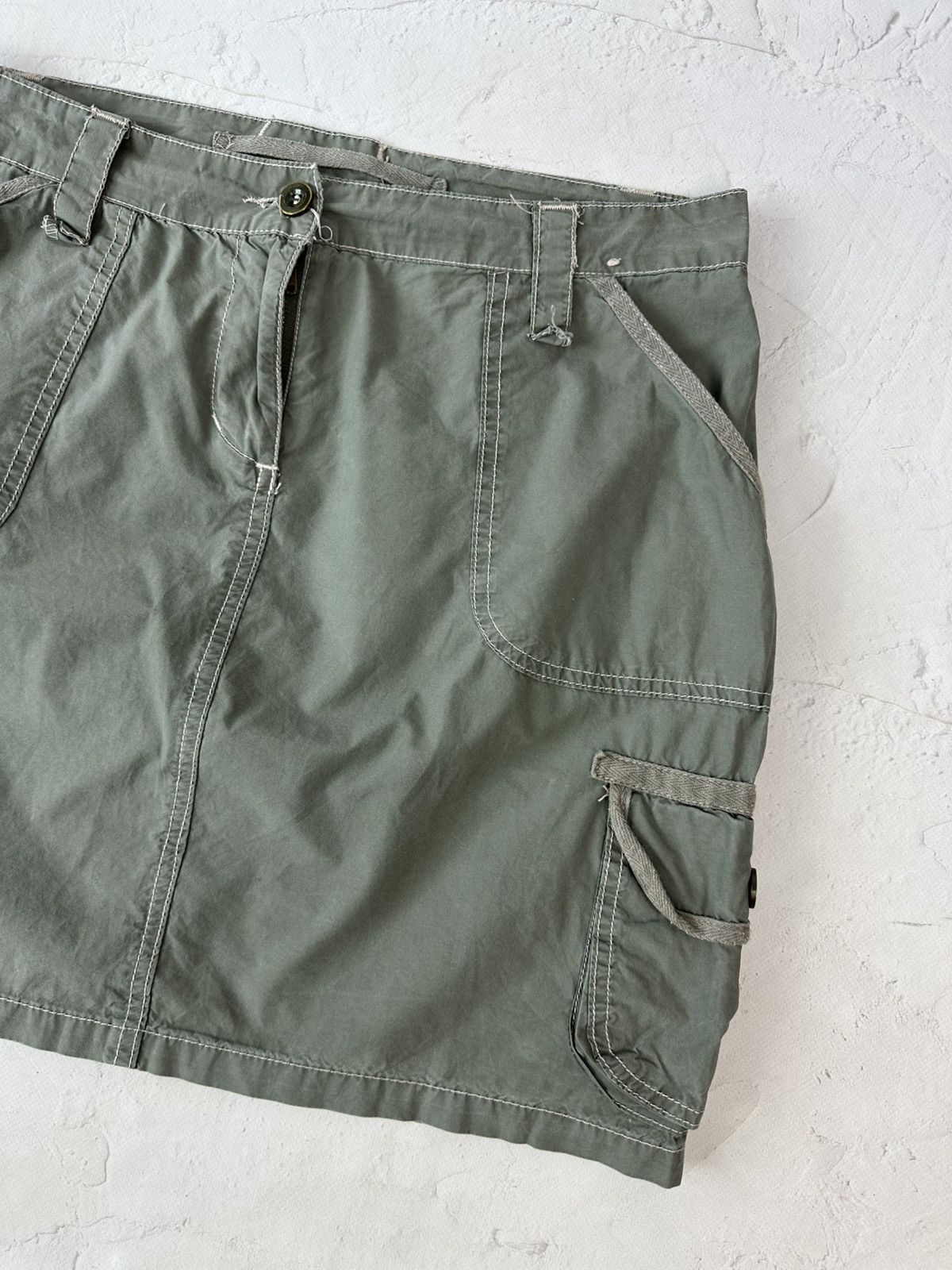 If Six Was Nine Vintage Khaki Cargo Mini Skirt Size 34" / US 12 / IT 48 - 3 Thumbnail