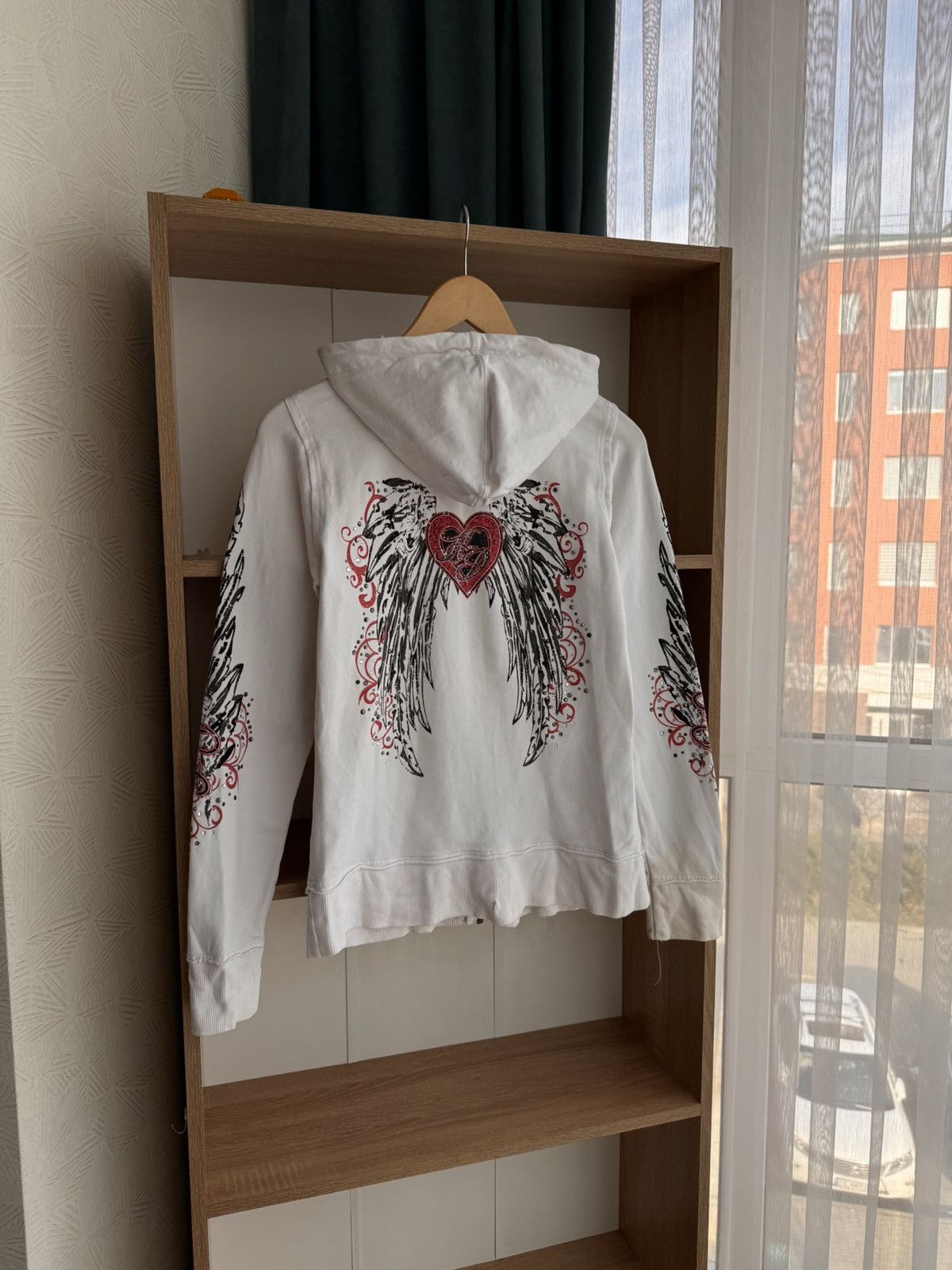 Harley Davidson × Vintage Vintage Harley-Davidson Rhinestone Tattoo Logos White Hoodie Size S / US 4 / IT 40 - 7 Thumbnail