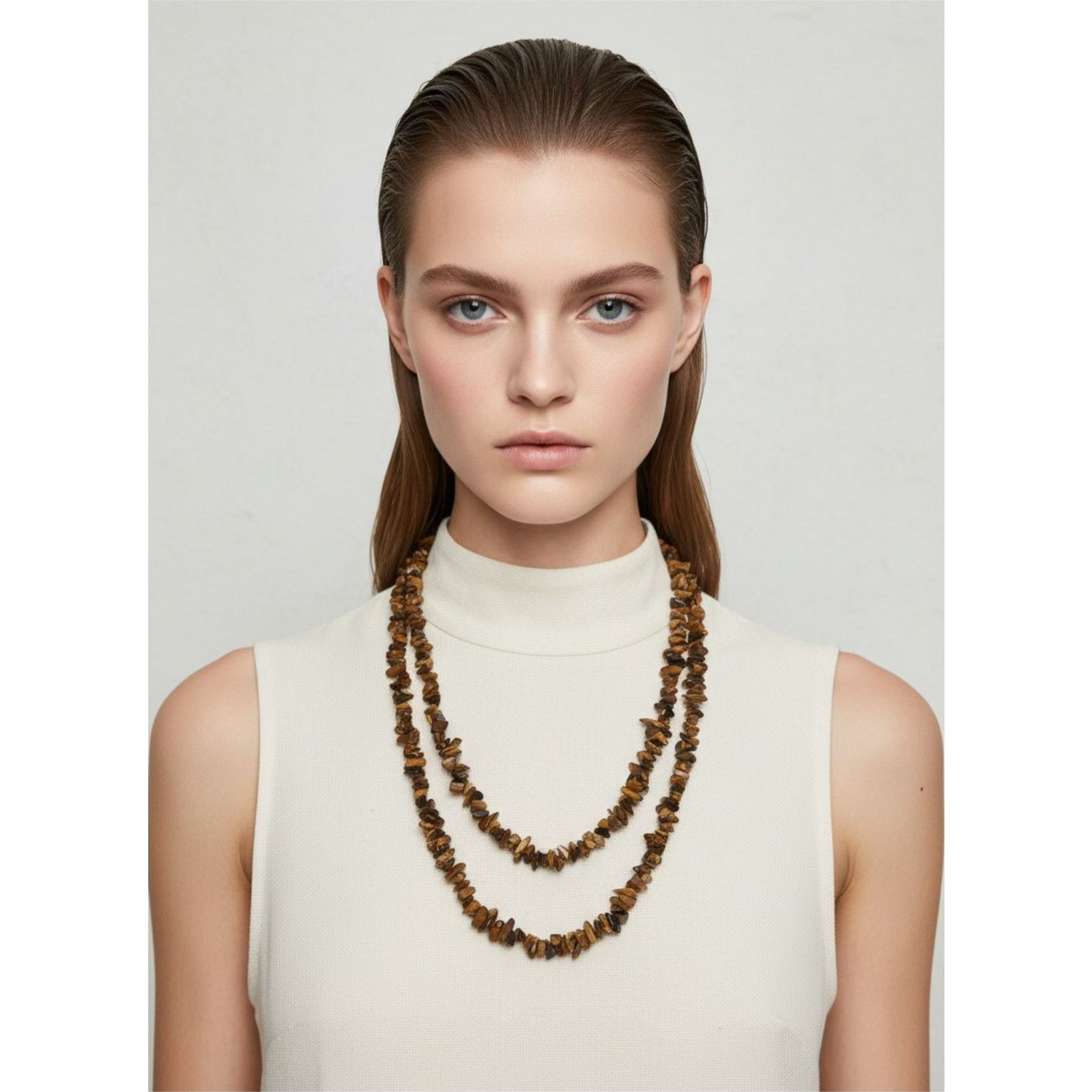 Other Vintage Tiger Eye Stone Necklace 39" Single Strand Size ONE SIZE - 10 Thumbnail