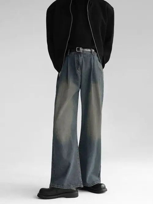 Japanese Brand Vintage baggy pleated wide-leg washed jeans Size US 30 / EU 46 - 1 Thumbnail