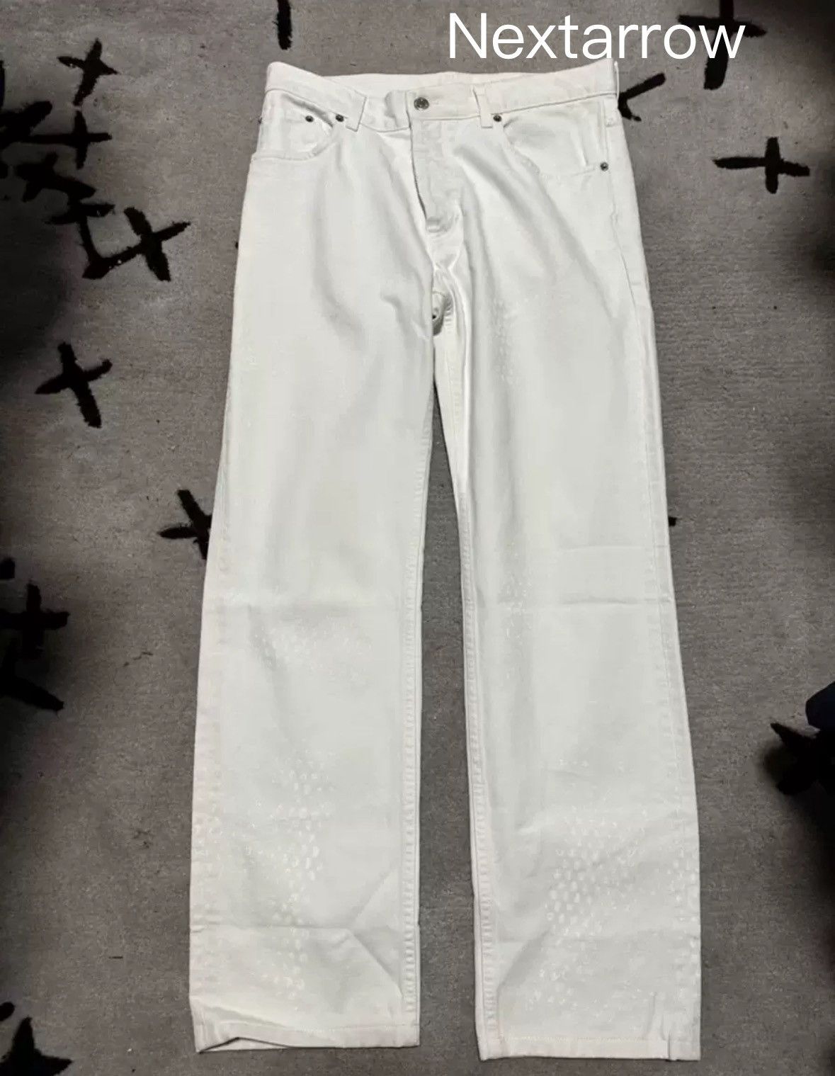 Helmut Lang Helmut Lang 2003ss, my regular tire print, white jeans Size US 32 / EU 48 - 1 Thumbnail