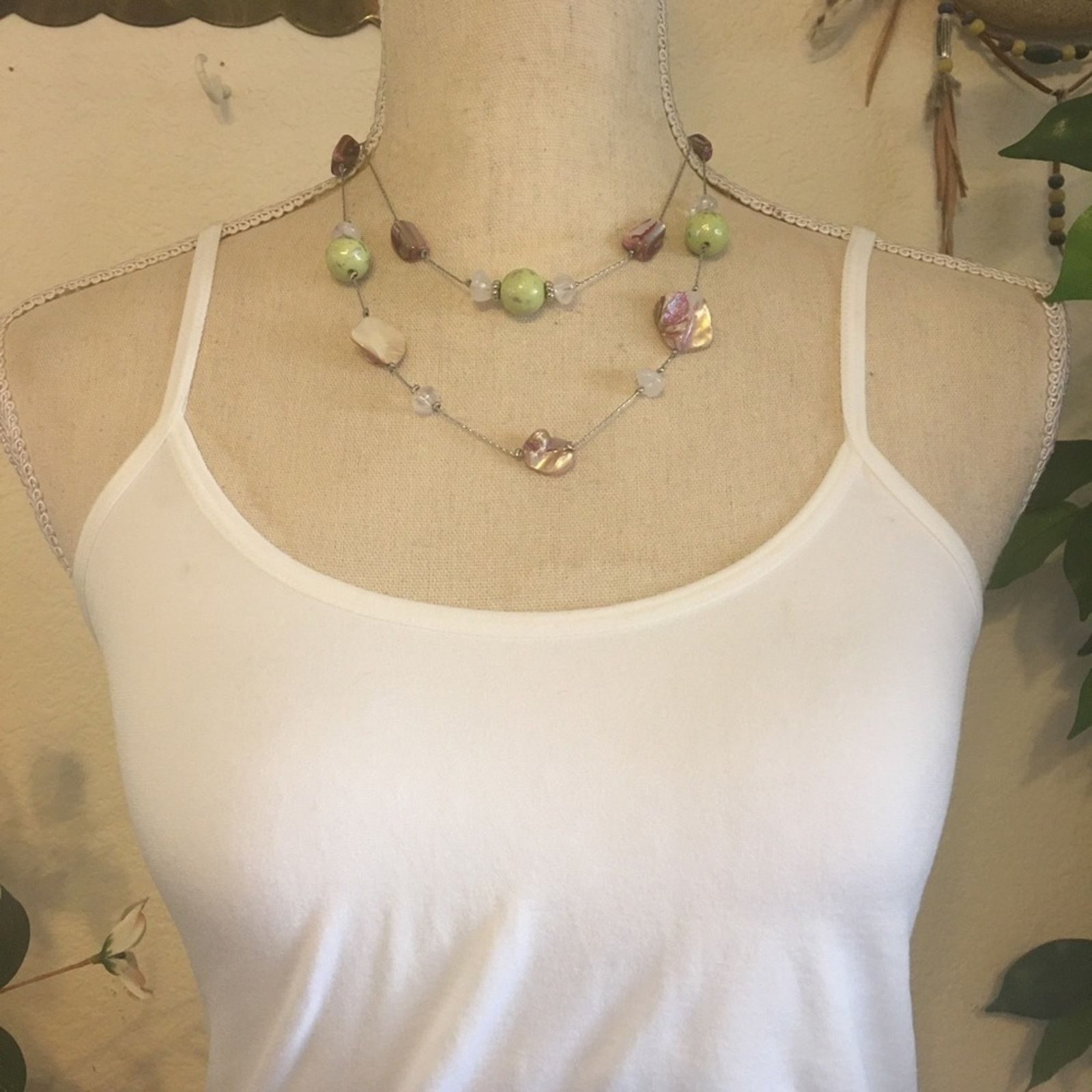 Jewelry Layered double strand beaded silver chain necklace Size ONE SIZE - 3 Thumbnail