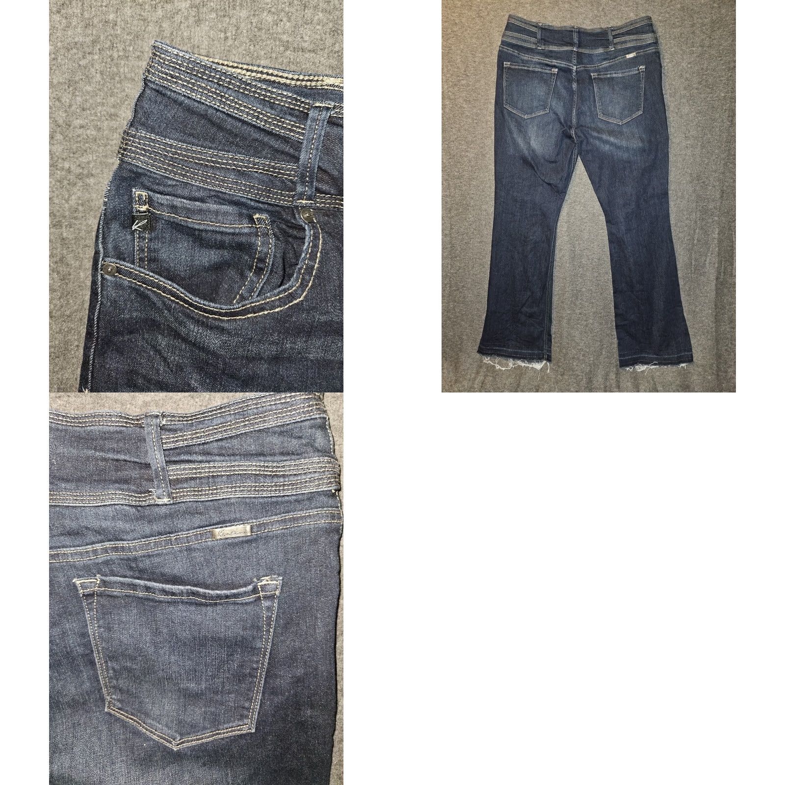 Vintage Kancan High Rise Bootcut Jeans Women's 32 Blue Frayed Stretch Preppy City Casual Mens/ Womens Size 24" / US 00 / IT 34 - 8 Thumbnail