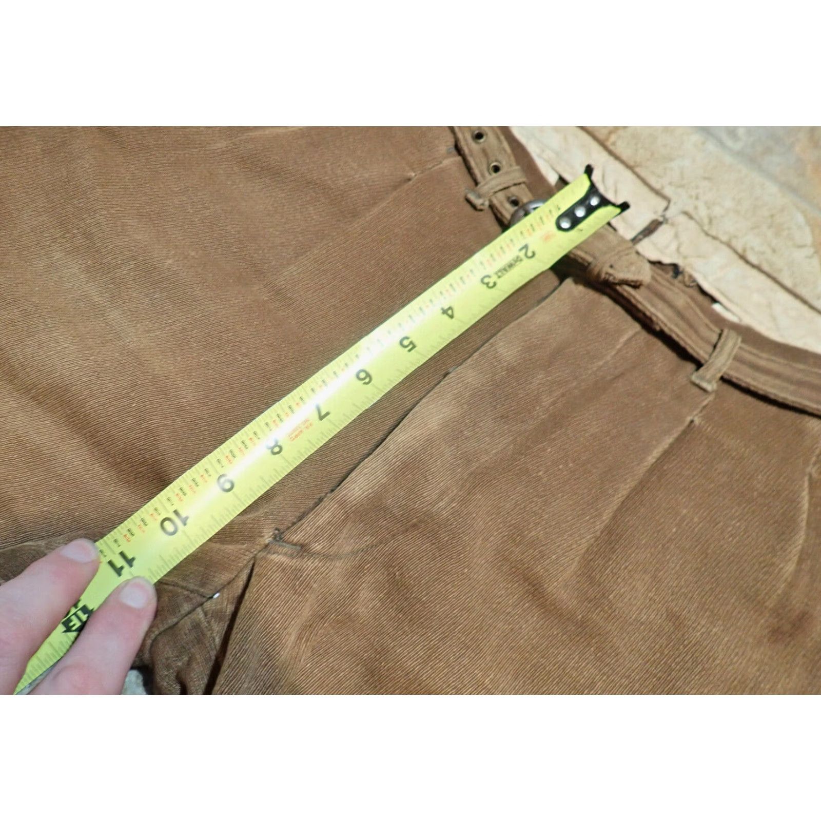 CLOT VINTAGE 1930s Lanshire Cloth Brown Gabardine Pleated Trousers 26x26 Men’s Pants with Belt Edwardian Style Straight Leg Flat Front WWII Era Size US 26 / EU 42 - 7 Thumbnail