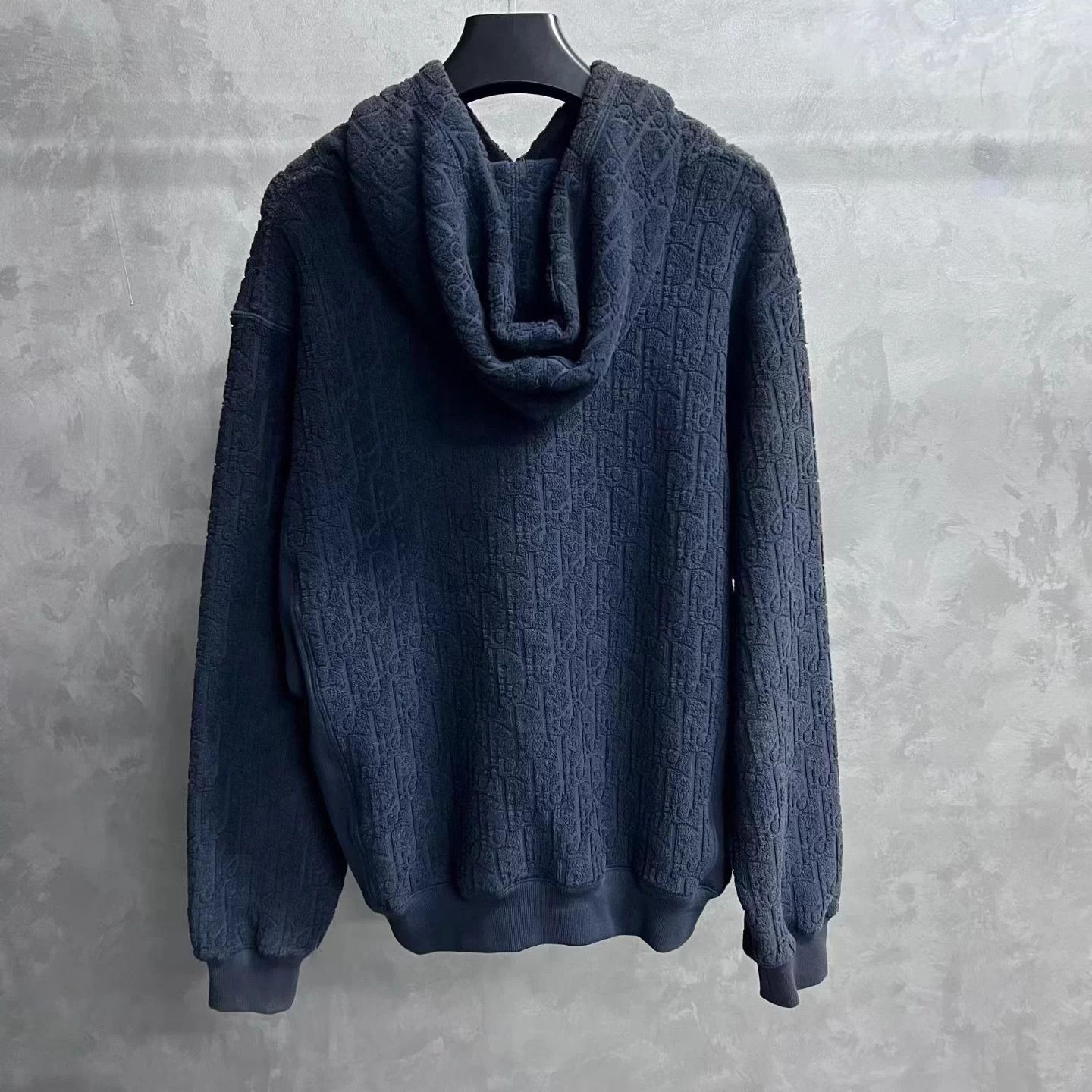 Dior Dior Navy Cotton Fleece Print Oversized Hooded Sweatshirt Size US L / EU 52-54 / 3 - 2 Thumbnail