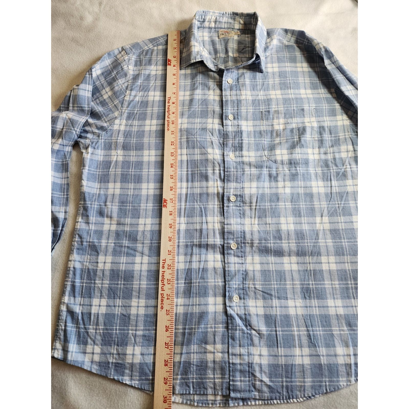 Faherty Faherty XL Long Sleeve Blue White Plaid Casual Button-Down Size US XL / EU 56 / 4 - 5 Thumbnail