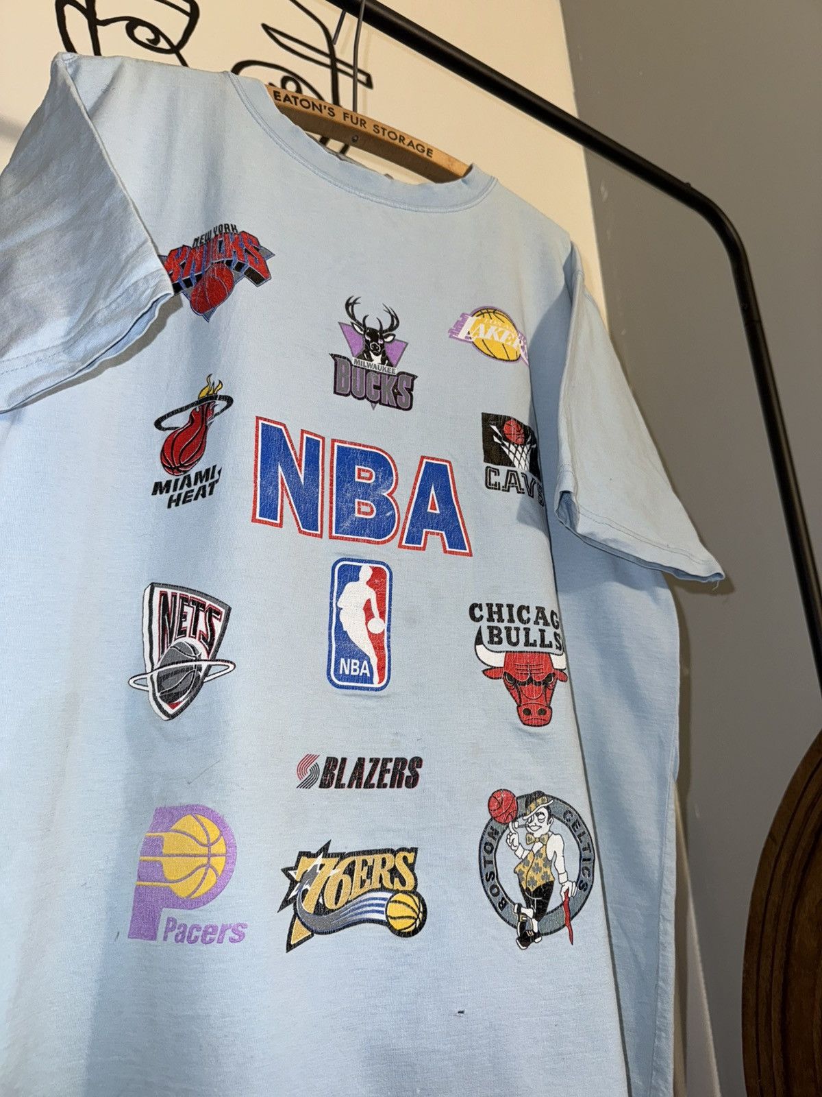 NBA × Vintage Vintage 90s Y2K NBA Multi-Team Logo T-Shirt Light Blue Size US XL / EU 56 / 4 - 3 Thumbnail