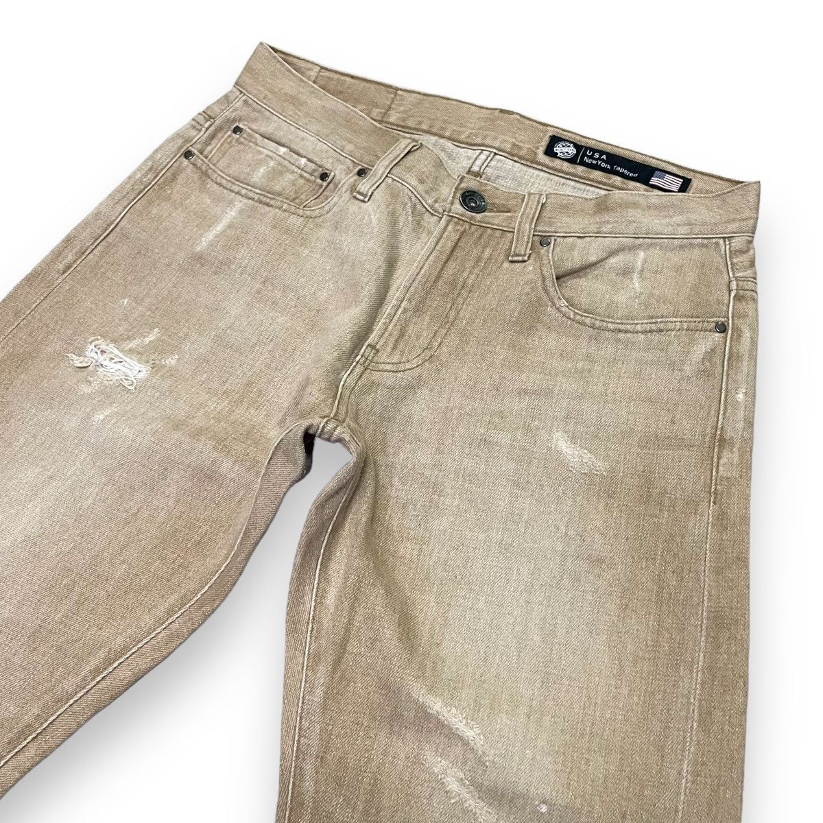 GOA 🇯🇵 BACK NUMBER DISTRESSED DENIM PANTS Size US 30 / EU 46 - 3 Thumbnail