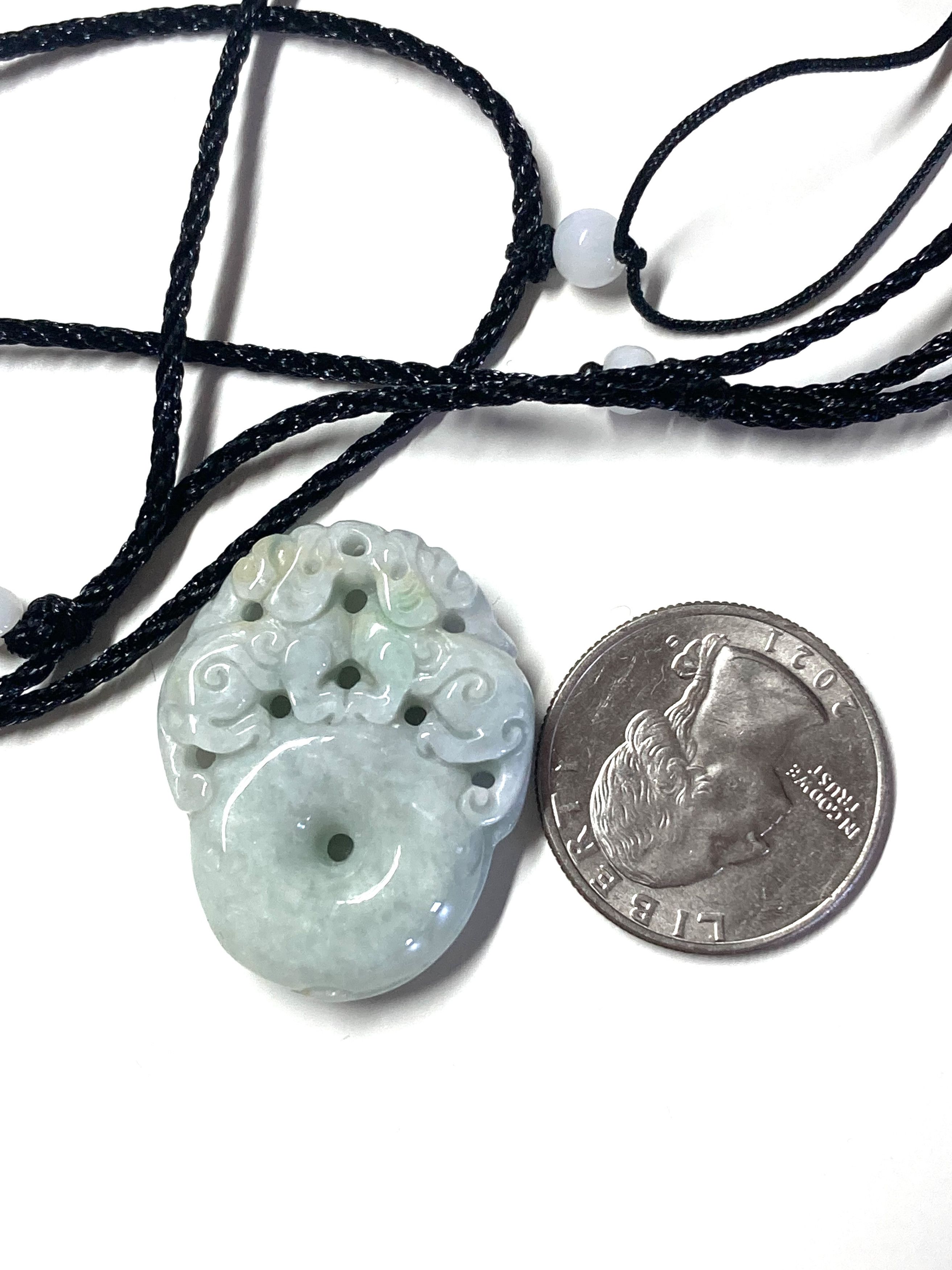 Other 60005 Certified Jadeite jade Green two Dragon Donut Pendan Size ONE SIZE - 6 Thumbnail