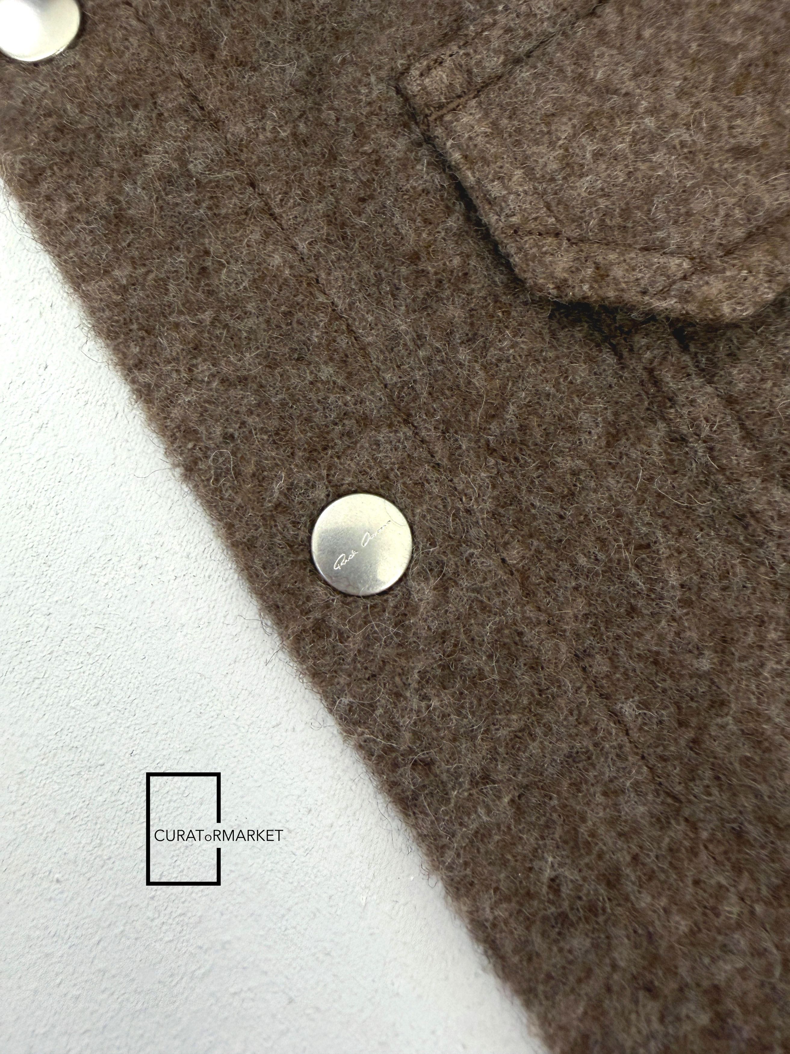 Rick Owens EU46 Lodenette Felt Wool Outershirt Fawn FW24 Porterville Size US S / EU 44-46 / 1 - 10 Thumbnail