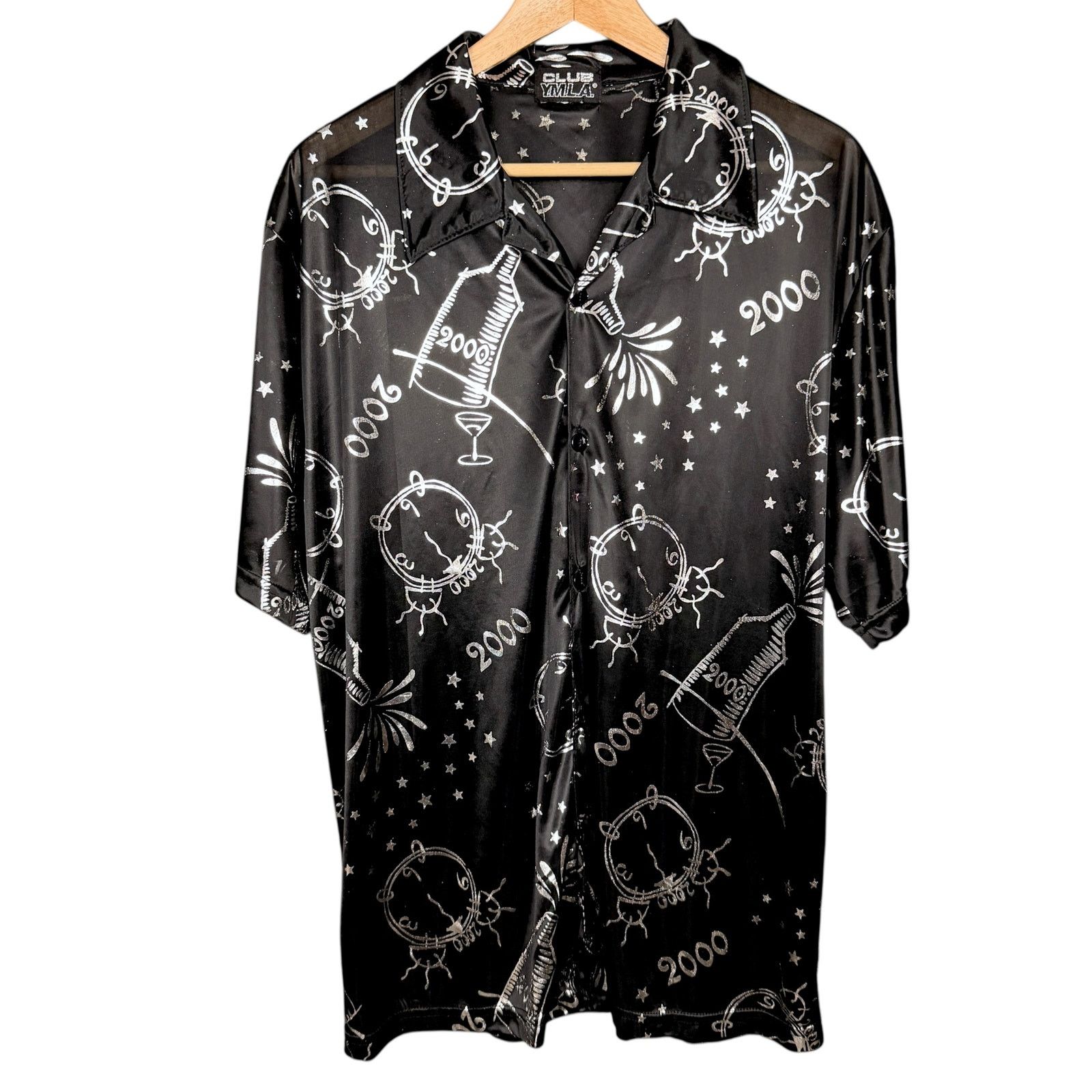 Other Vintage Y2K Club YMLA Y.M.L.A. New Year's 2000 Black Shirt Size US M / EU 48-50 / 2 - 2 Thumbnail