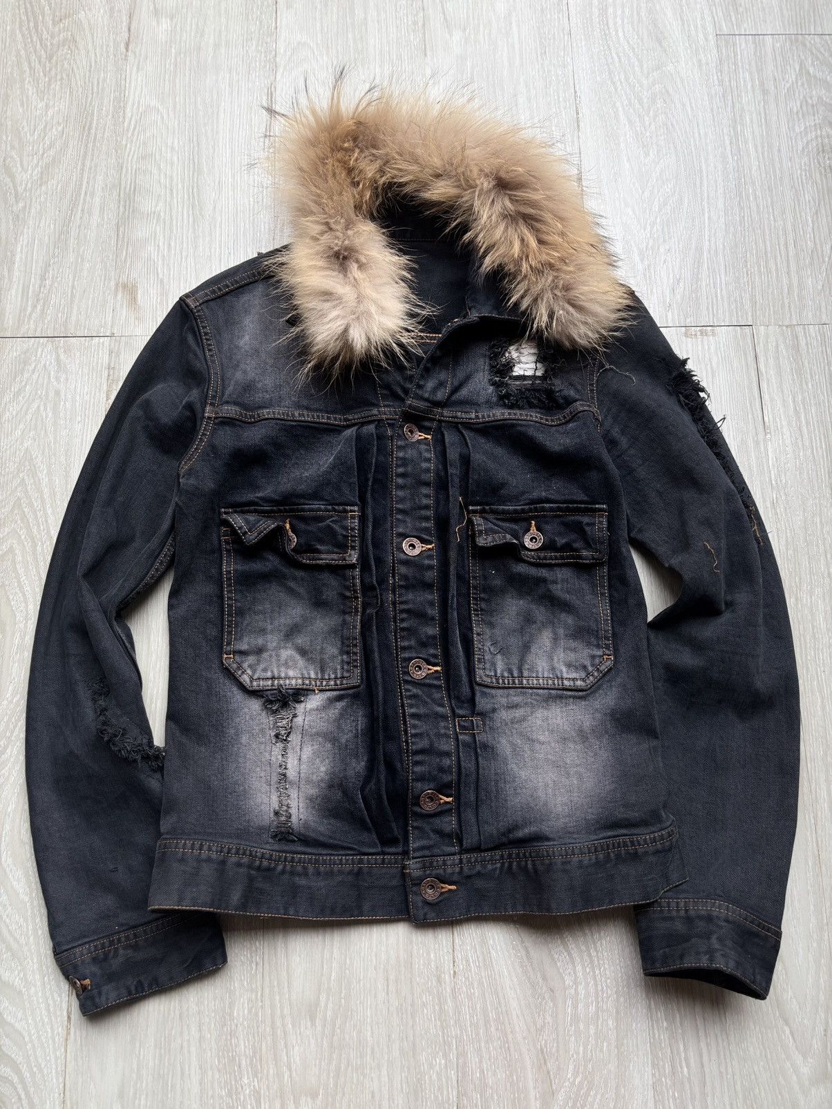 5351 POUR LES HOMMES ABAHOUSE /5351 Pour Les Hommes fur denim jacket Size US S / EU 44-46 / 1 - 1 Thumbnail