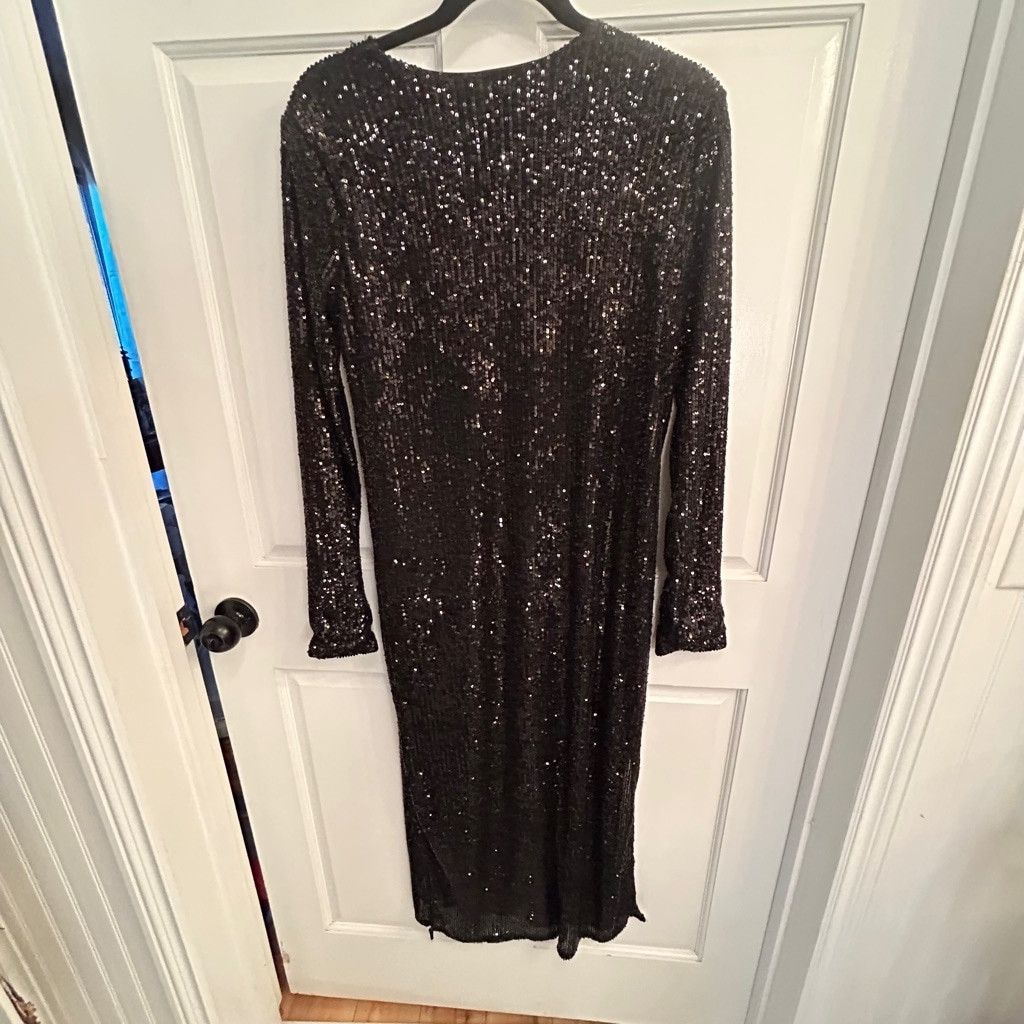 Show Me Your MuMu Show Me Your Mumu Blk Sequin Midi Dress S Size XS / US 0-2 / IT 36-38 - 2 Thumbnail