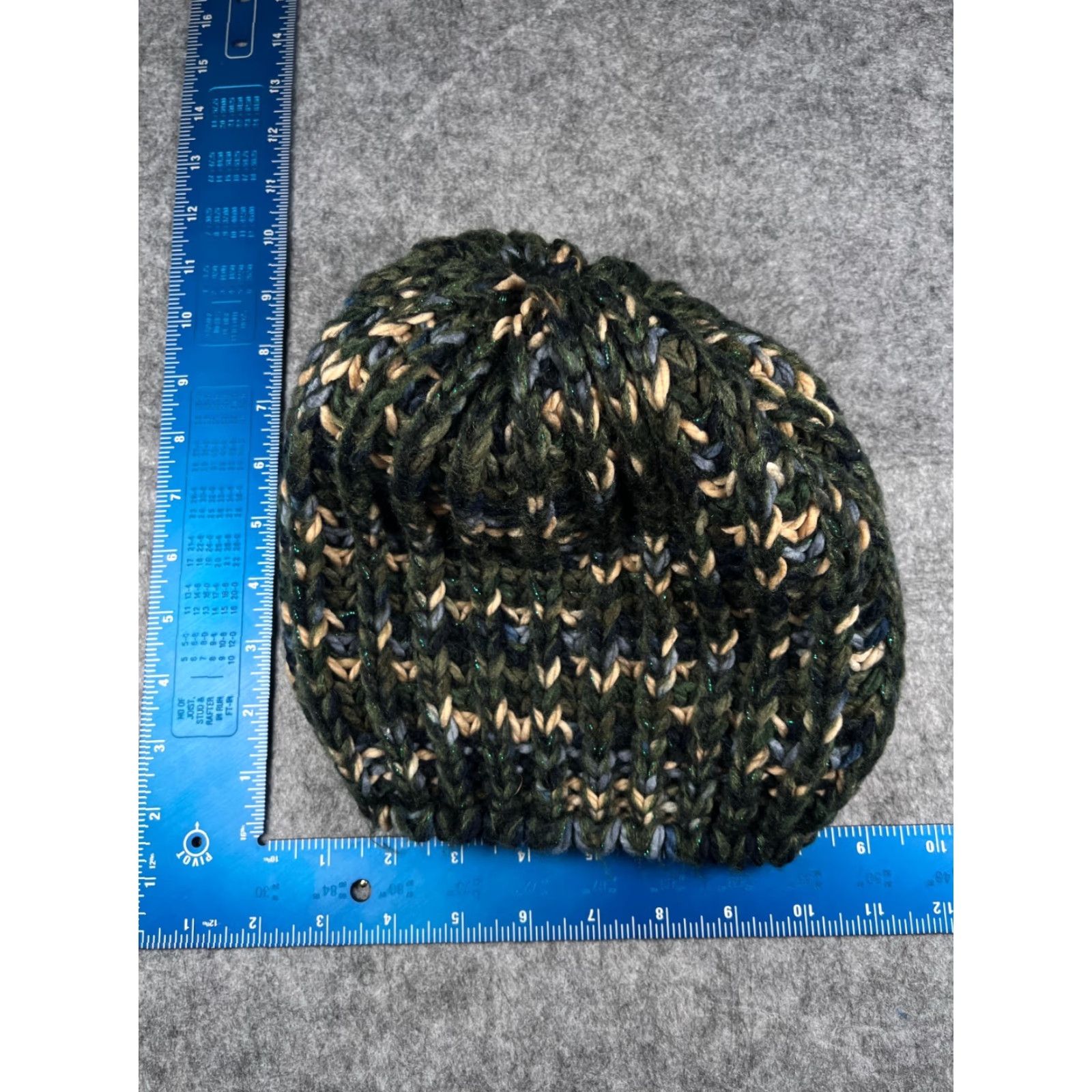 Vintage Lane Bryant Beanie Toque Womens One Size Green Knit Metallic Blend Sparkly Pom Hat Beanie Mens? Size ONE SIZE - 6 Thumbnail