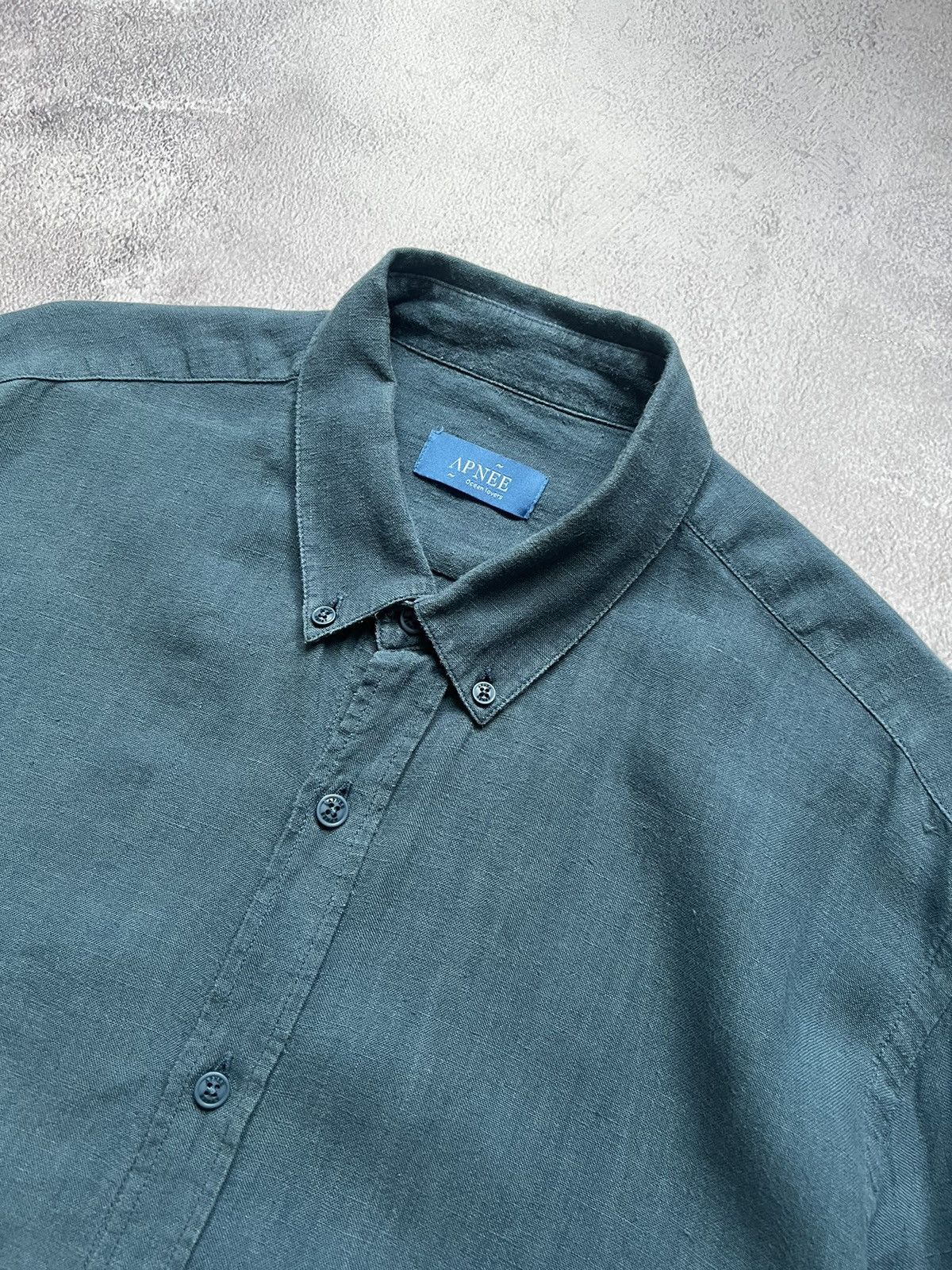 Other Apnee Portugal PETROL BLUE LINEN SHIRT Mens XXL Size US XXL / EU 58 / 5 - 4 Thumbnail