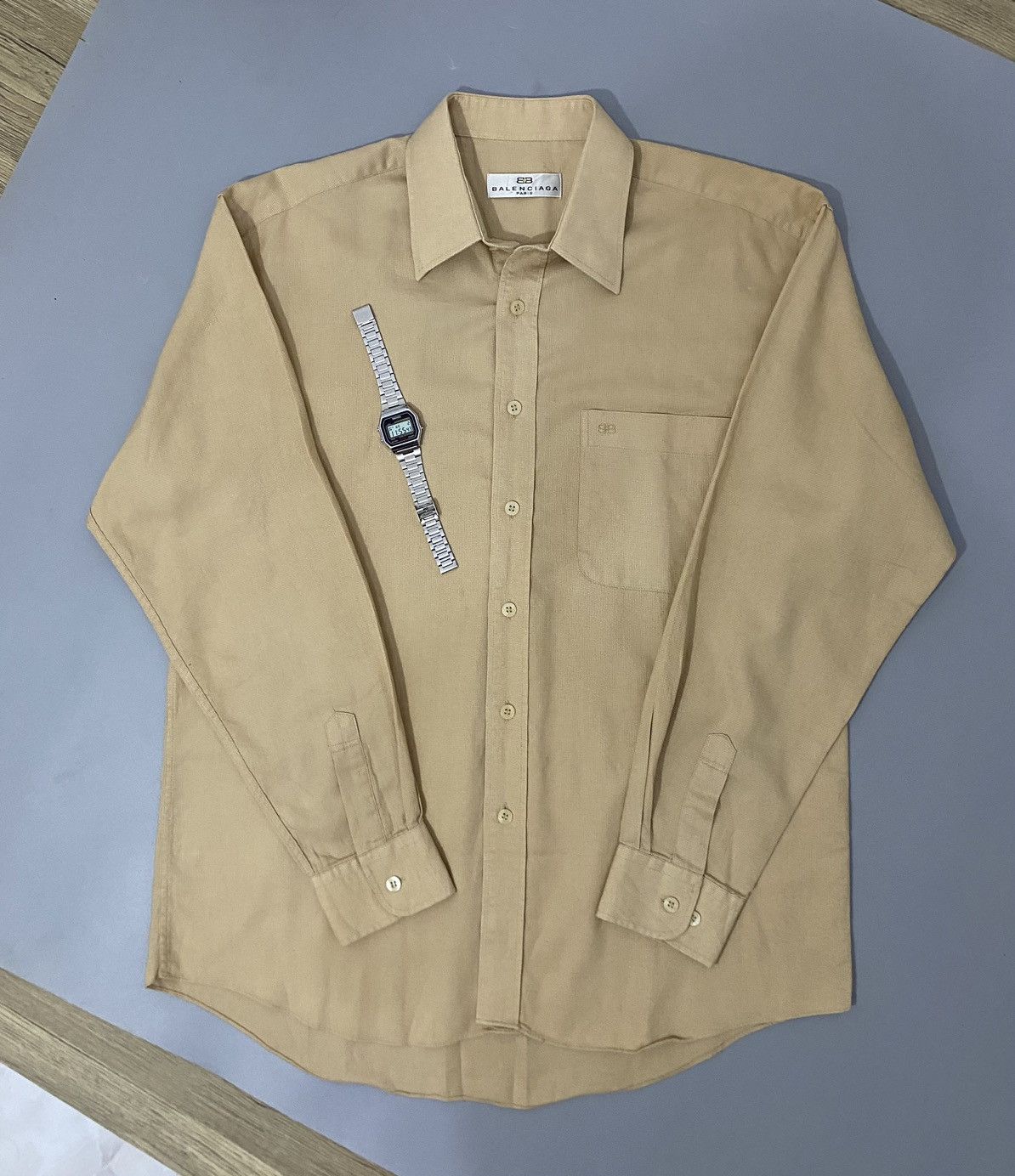 Balenciaga × Vintage 💥Cream💥Balenciaga Shirt Buttons Up Size US L / EU 52-54 / 3 - 1 Thumbnail