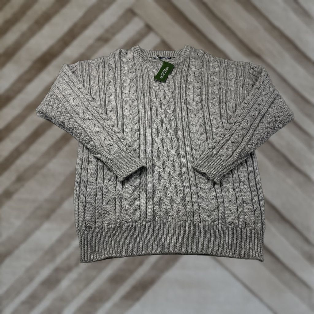 Vintage NWT Woolovers Fisherman Chunky Cable knit BRITISH WOOL Mens XL Sweater Pullover Gray Size US XL / EU 56 / 4 - 1 Thumbnail