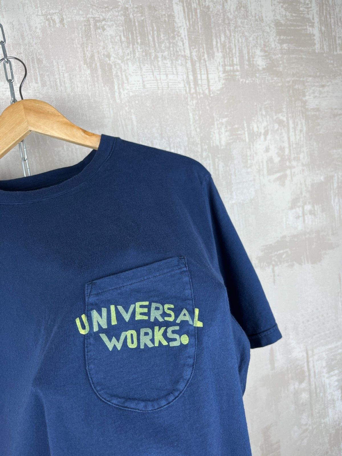 Universal Works Universal Works Print Pocket Men's T-shirt Size L Navy Blue Size US L / EU 52-54 / 3 - 9 Thumbnail