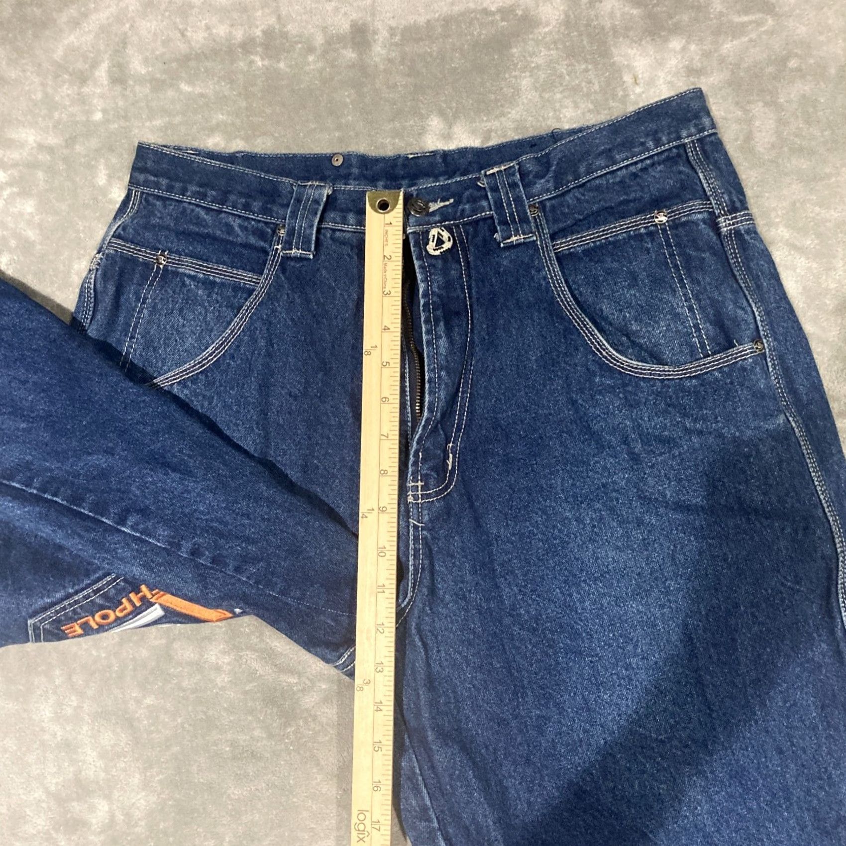 Southpole VINTAGE Southpole Jeans 34x32 Dark Wash Denim 5-Pocket Embroidered Logo Hip Hop Wide-Leg Men Mens Regular 90s Y2K Size US 34 / EU 50 - 7 Thumbnail