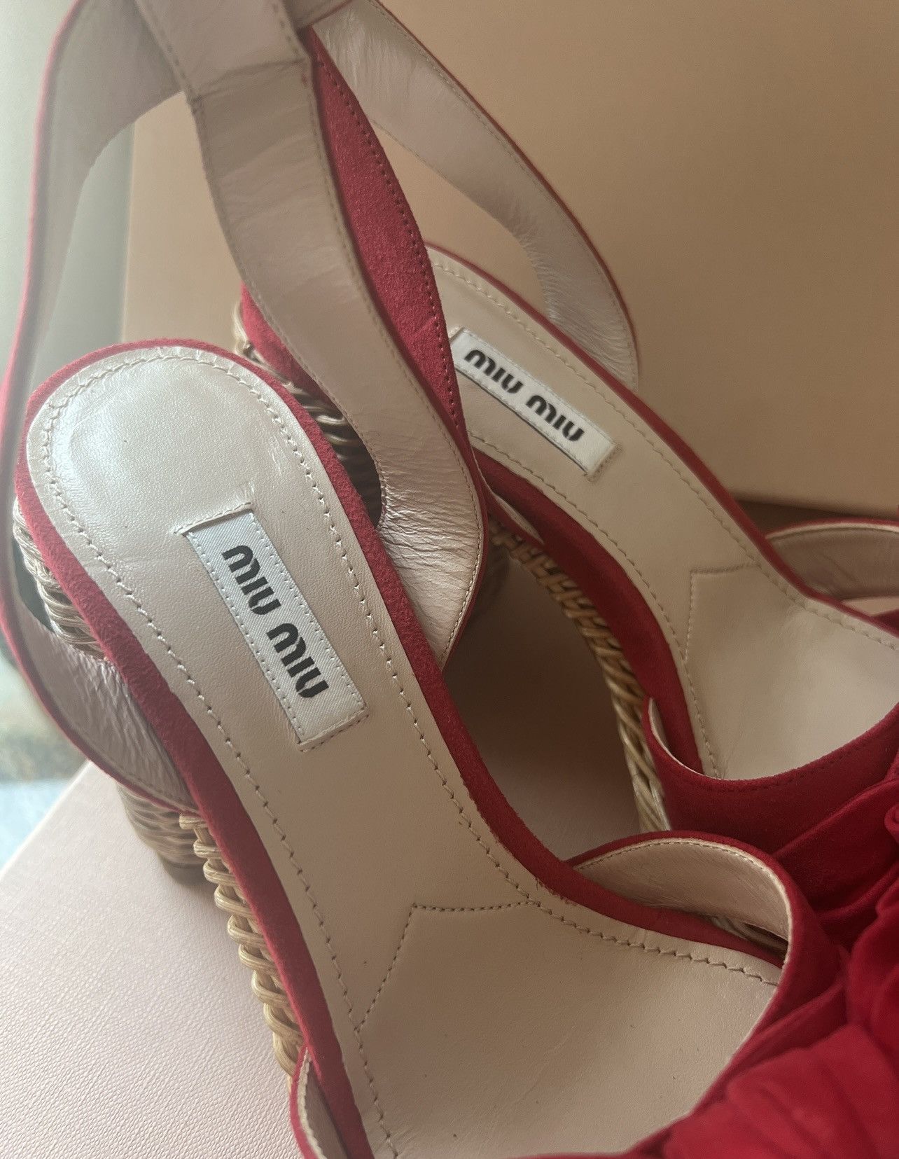 Miu Miu 🔥 Miu Miu suede bow platform sandals shoes Size US 7 / IT 37 - 7 Thumbnail