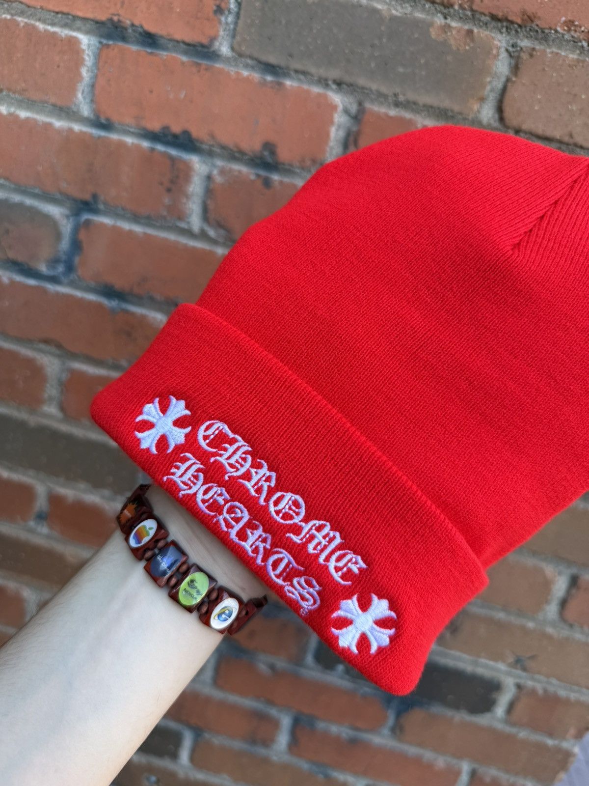 Chrome Hearts Red Chrome Hearts Front Logo Beanie Size ONE SIZE - 3 Thumbnail