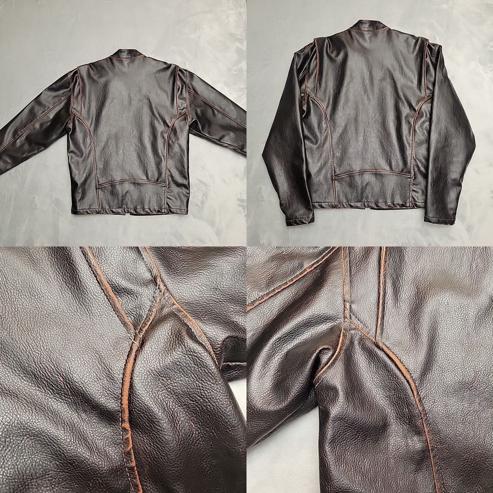 Vintage VINTAGE BC Ethic Jacket Mens M Dark Brown Faux Leather Motorcycle Bomber Moto Retro Jacket Size US M / EU 48-50 / 2 - 8 Thumbnail